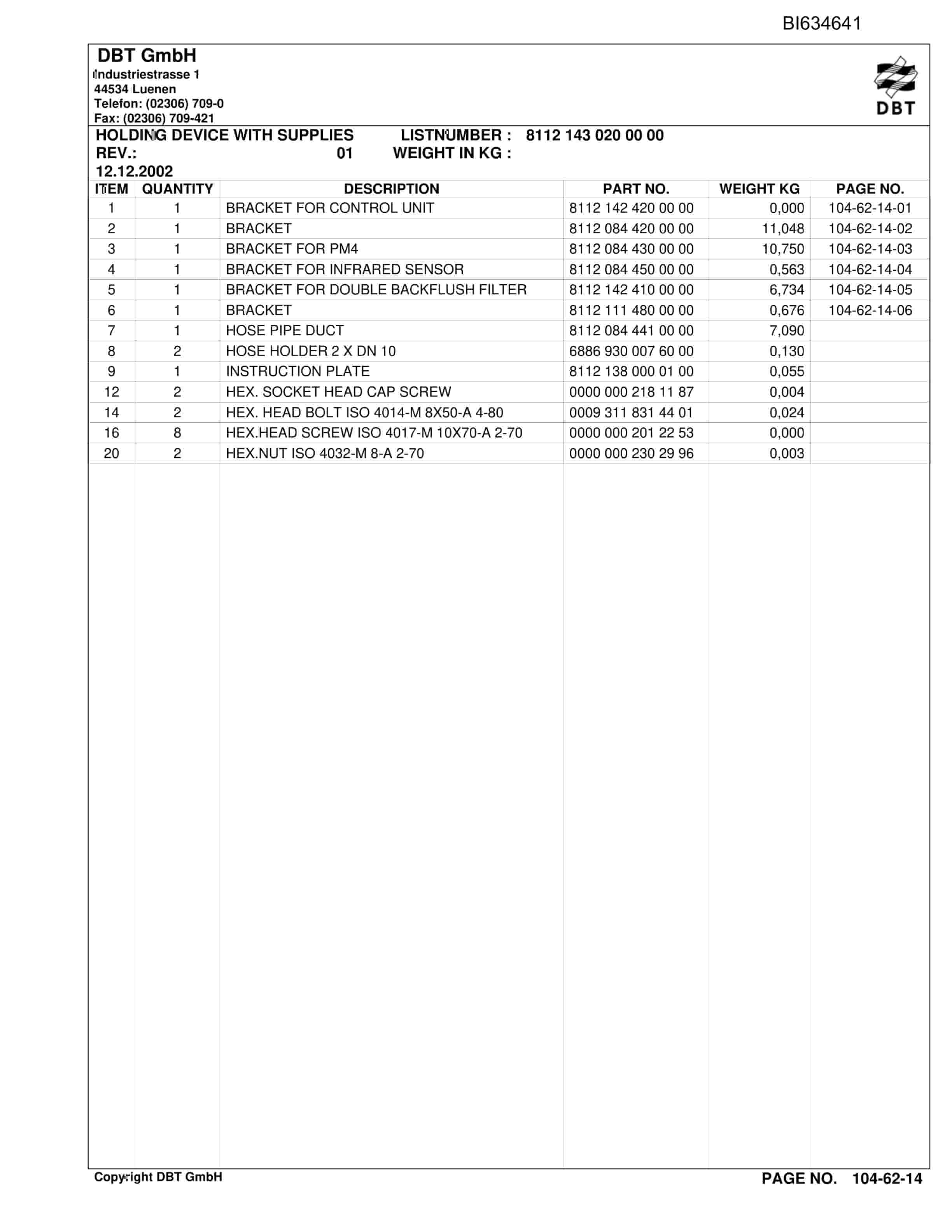 Bucyrus SHANGWAN DBT Shield Support With Supplies Parts Catalog BI634641-4