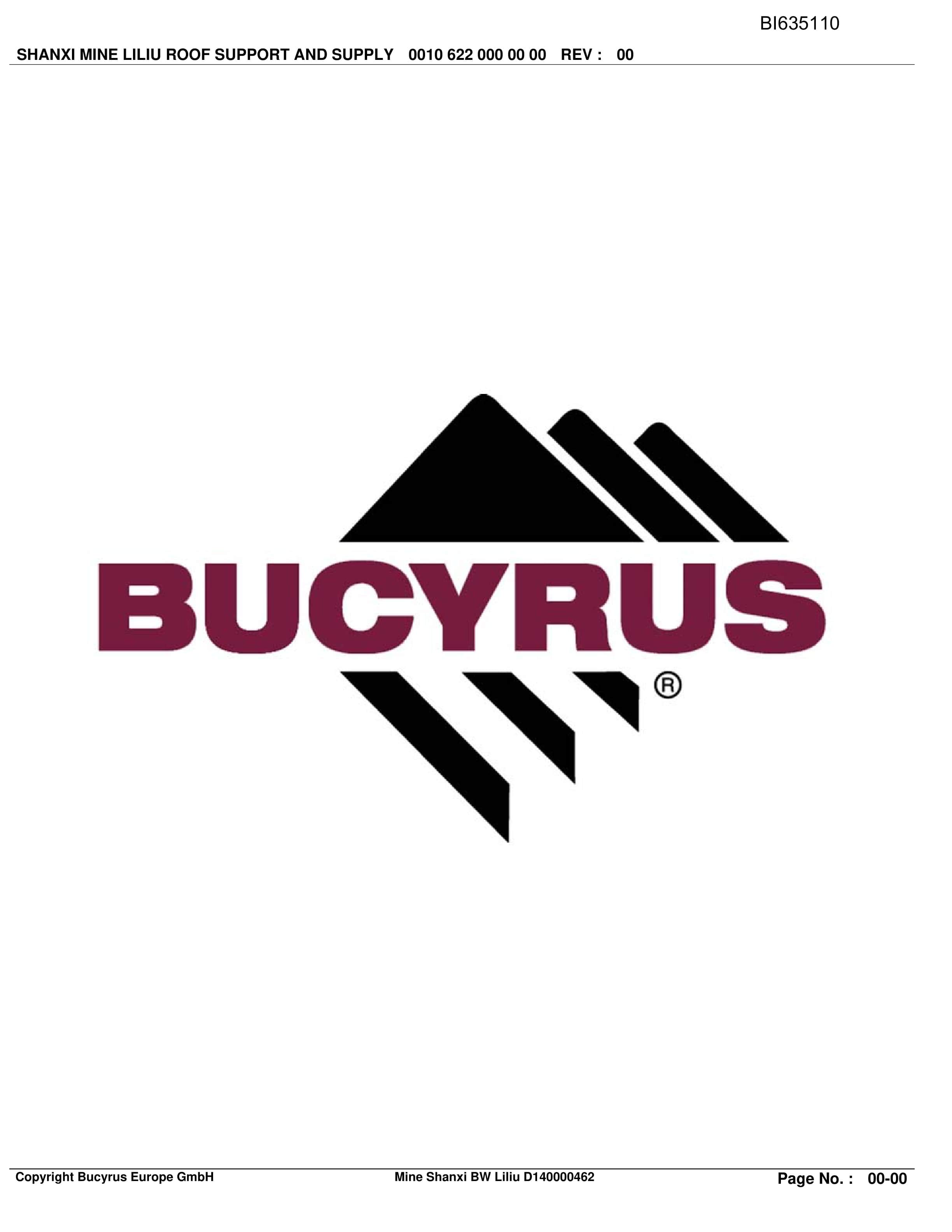 Bucyrus SHANXI Mine LILIU Roof Support And Supply Parts Catalog BI635110