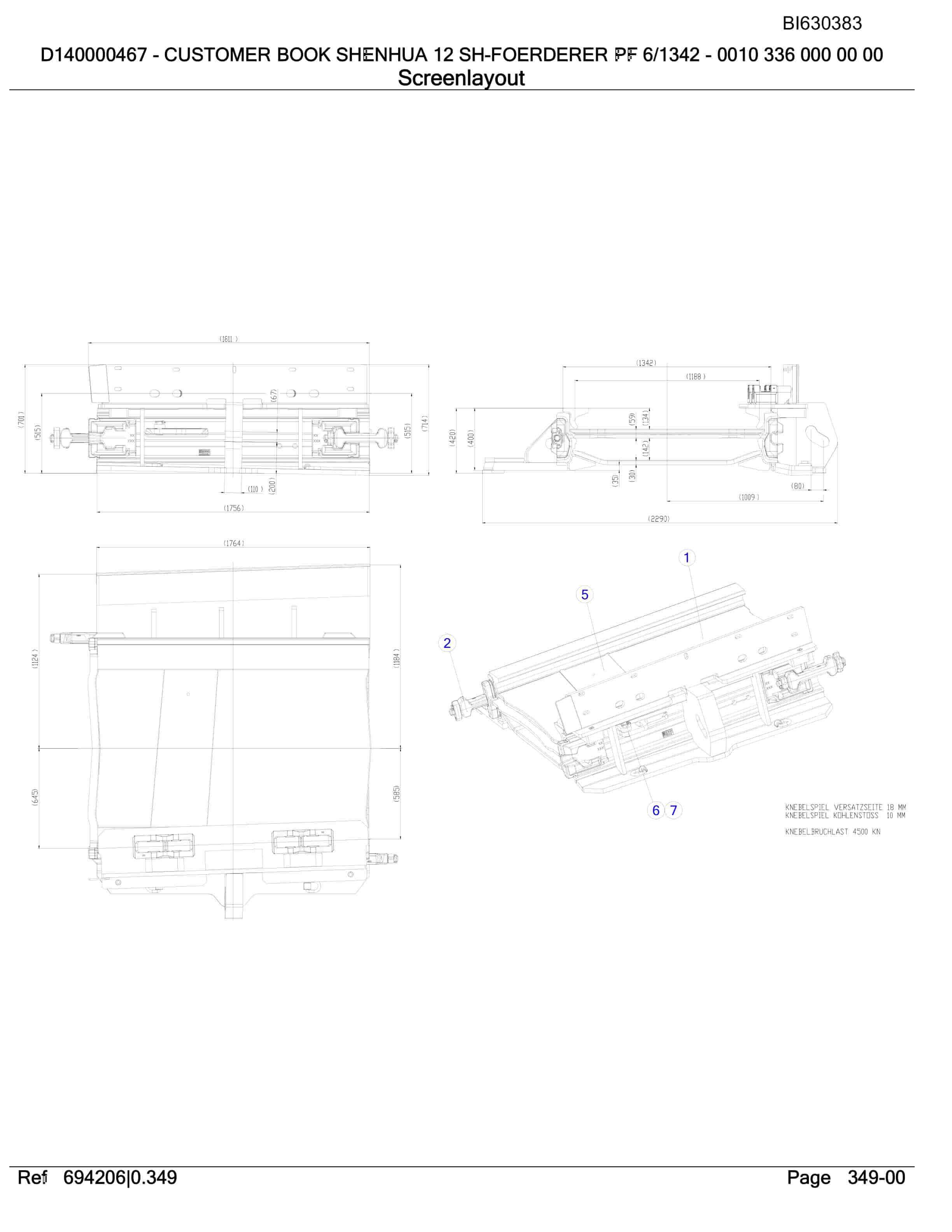 Bucyrus Shenhua 12 SH-Foerdered PF 6-1342 Parts Catalog BI630383-4