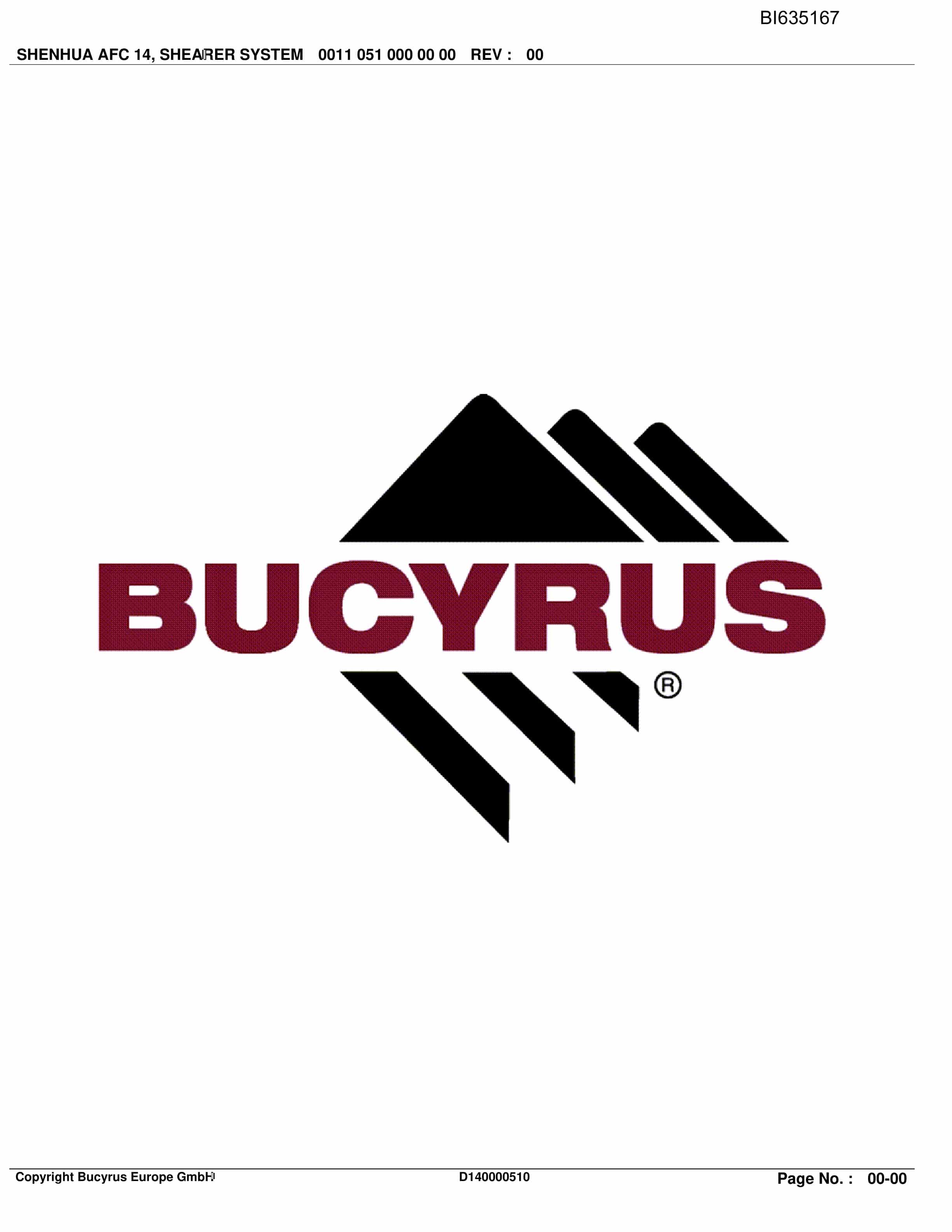 Bucyrus SHENHUA AFC 14, Shearer System Parts Catalog BI635167