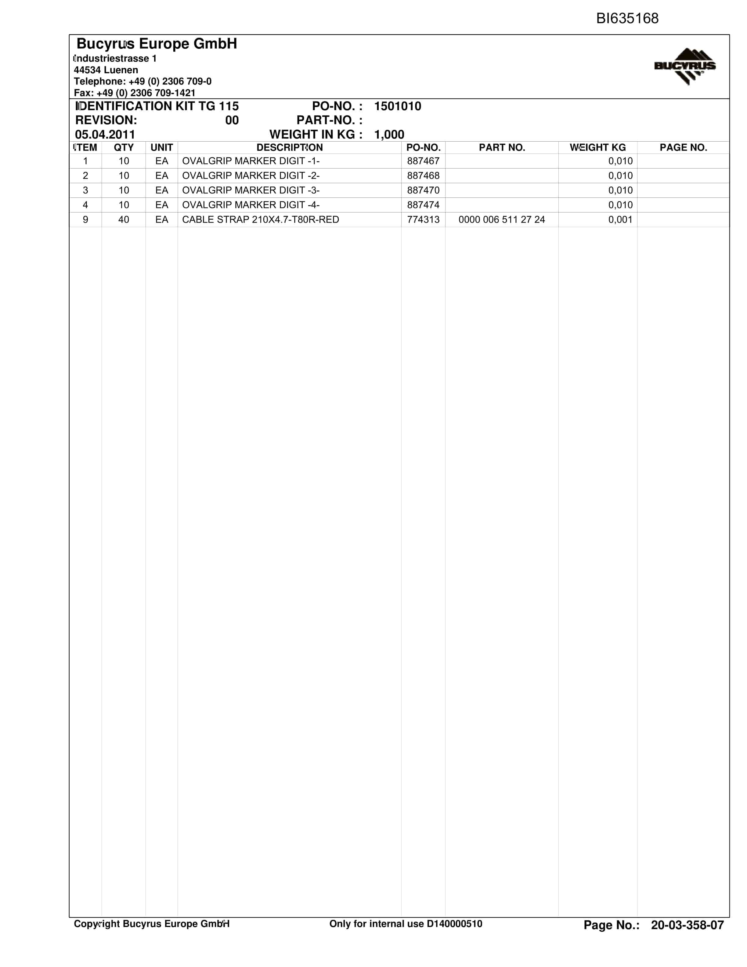 Bucyrus SHENHUA AFC 14, Shearer System Parts Catalog BI635168-3