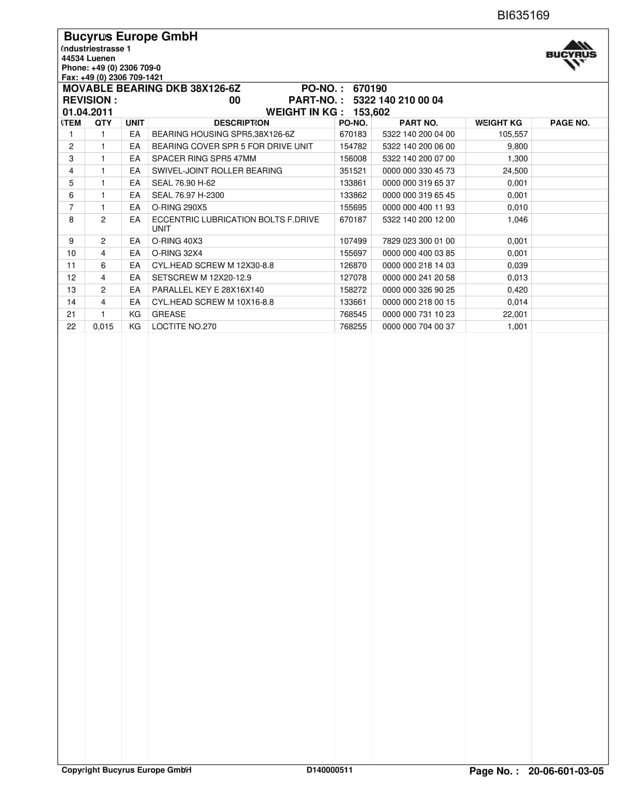 Bucyrus SHENHUA AFC 15, Shearer System Parts Catalog BI635169-3