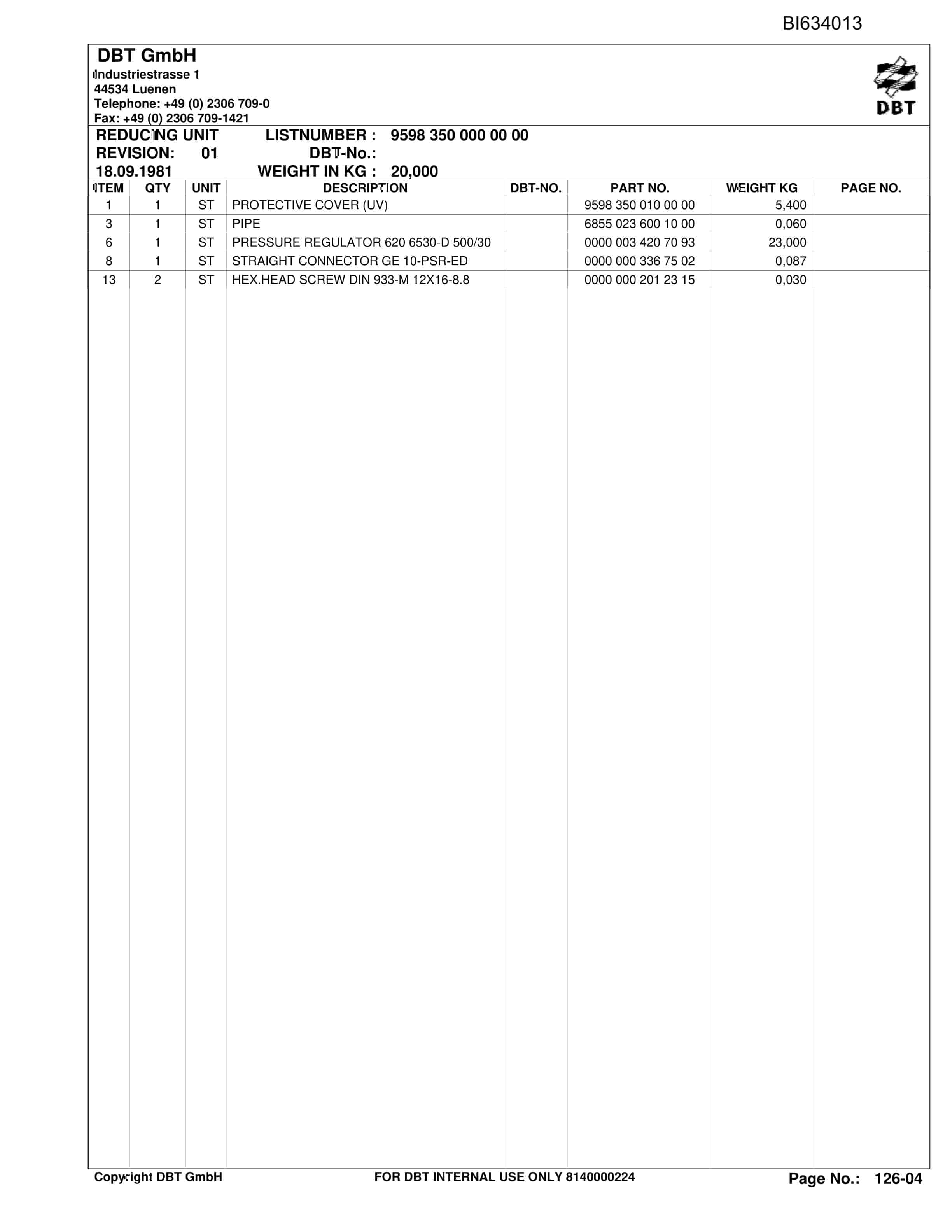 Bucyrus SHENHUA, AFC PF 6-1142 Parts Catalog BI634013-2