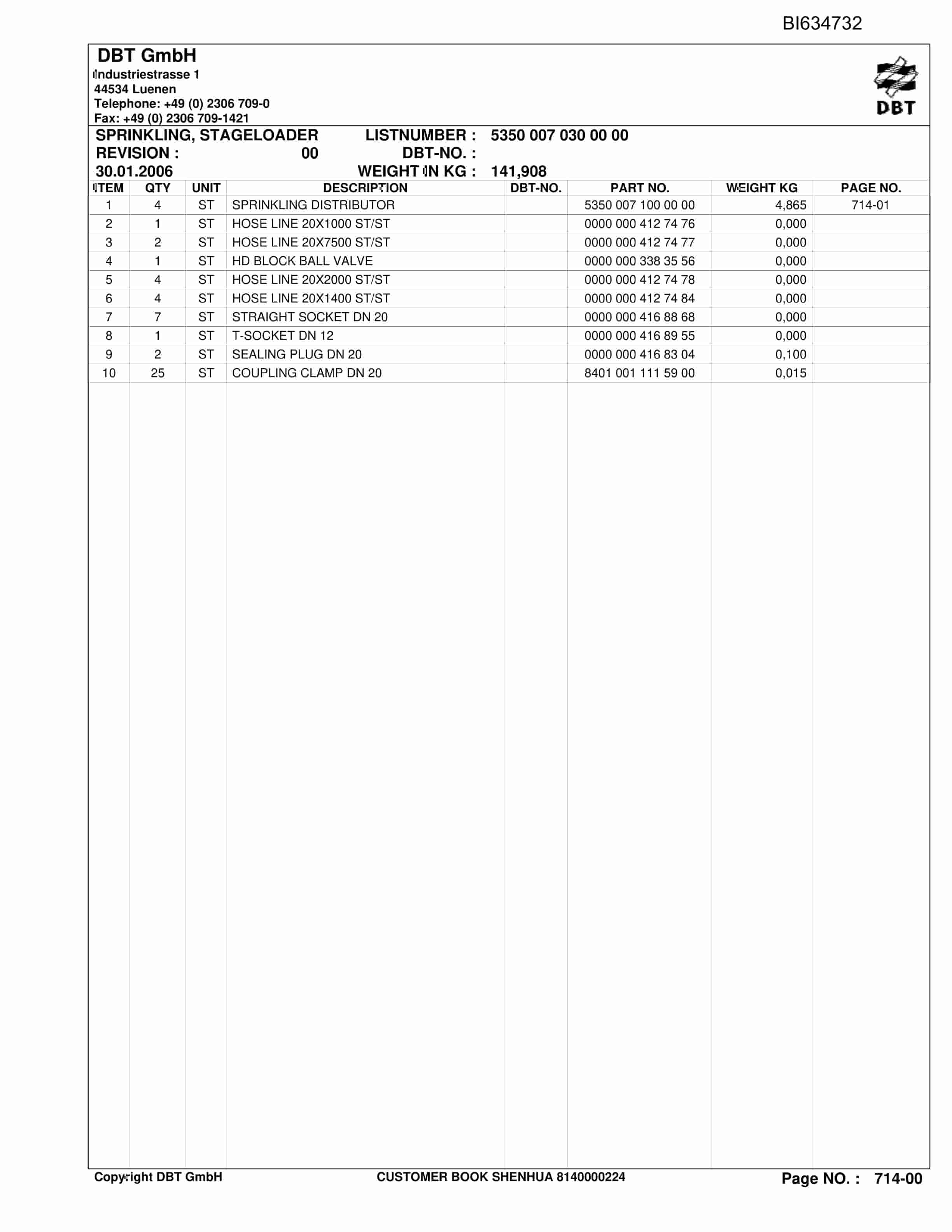 Bucyrus SHENHUA BSL PF 6-1542 Parts Catalog BI634732-5