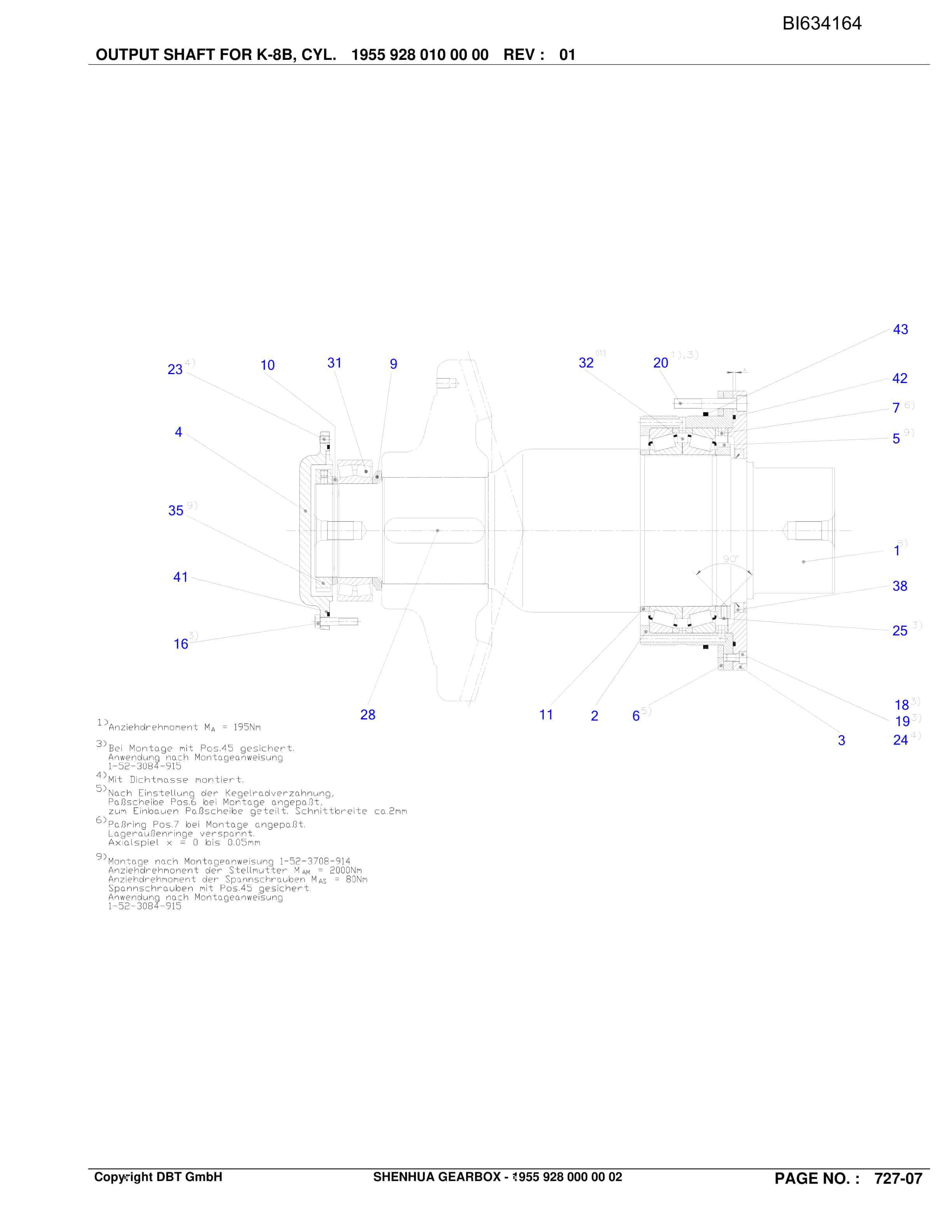 Bucyrus SHENHUA Gearbox Parts Catalog BI634164-4