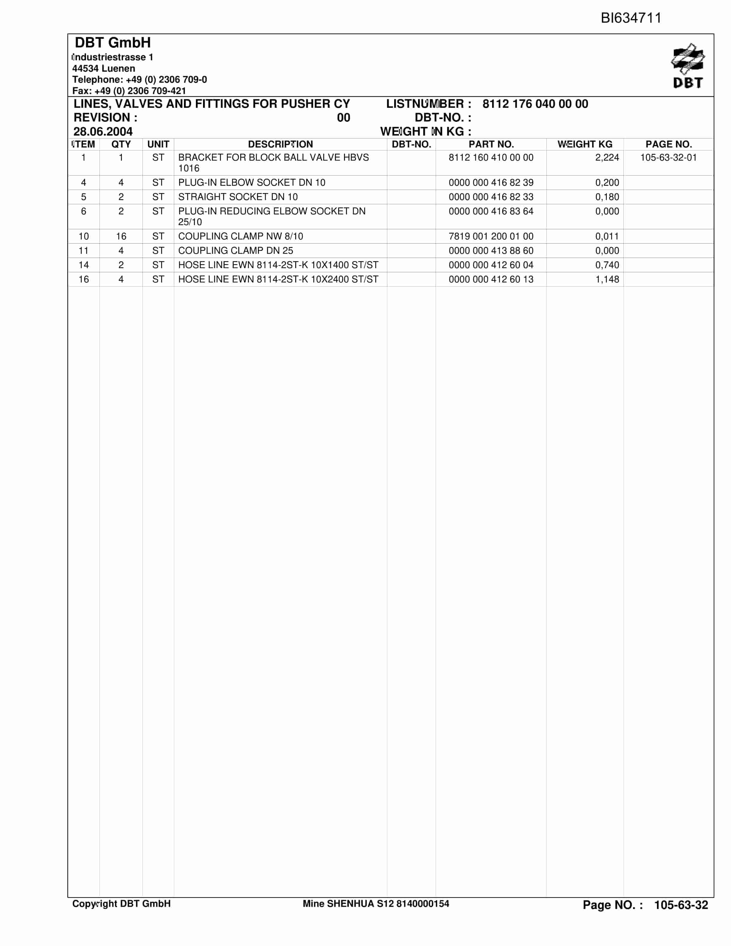 Bucyrus SHENHUA - S12 DBT-Shield And Accessories Parts Catalog BI634711-4