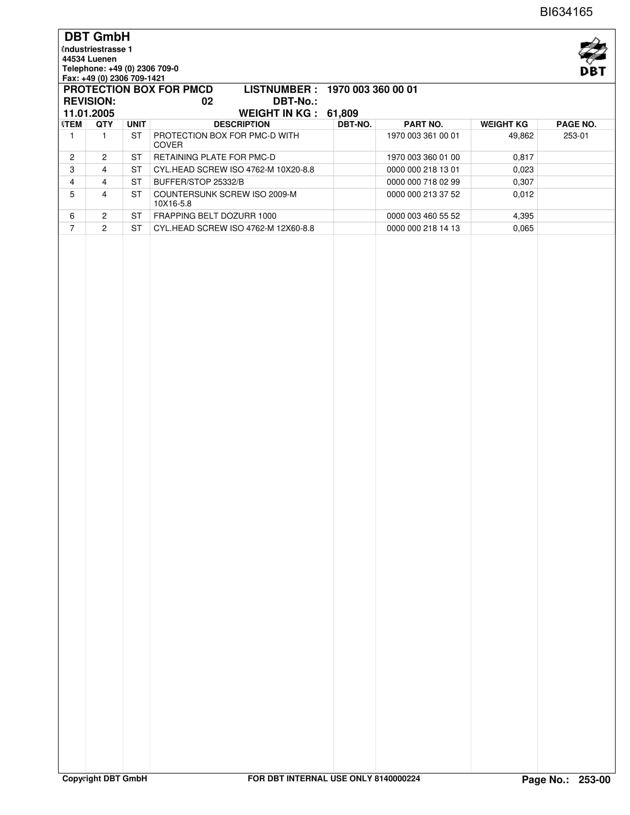 Bucyrus SHENHUA SH-AFC PF 6-1142 Parts Catalog BI634165-5