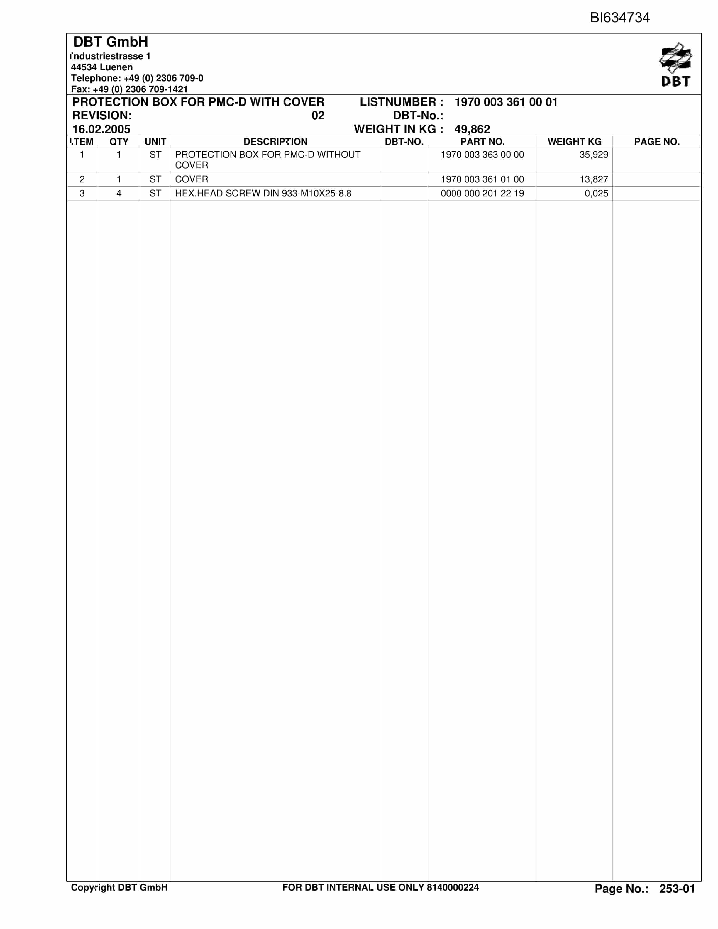Bucyrus SHENHUA SH-AFC PF 6-1142 Parts Catalog BI634734-5