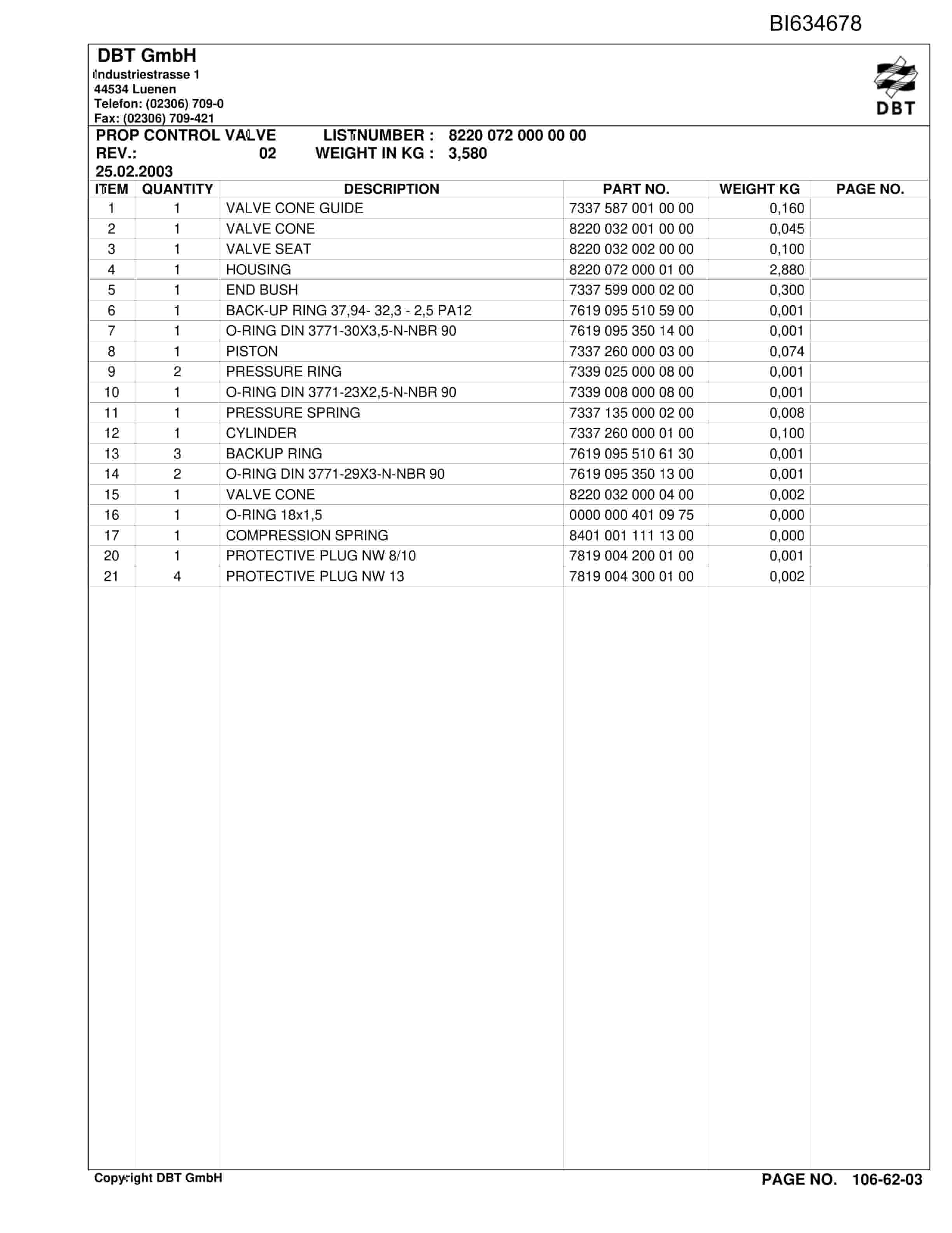 Bucyrus SHENHUA - SHENDONG S10 Parts Catalog BI634678-5
