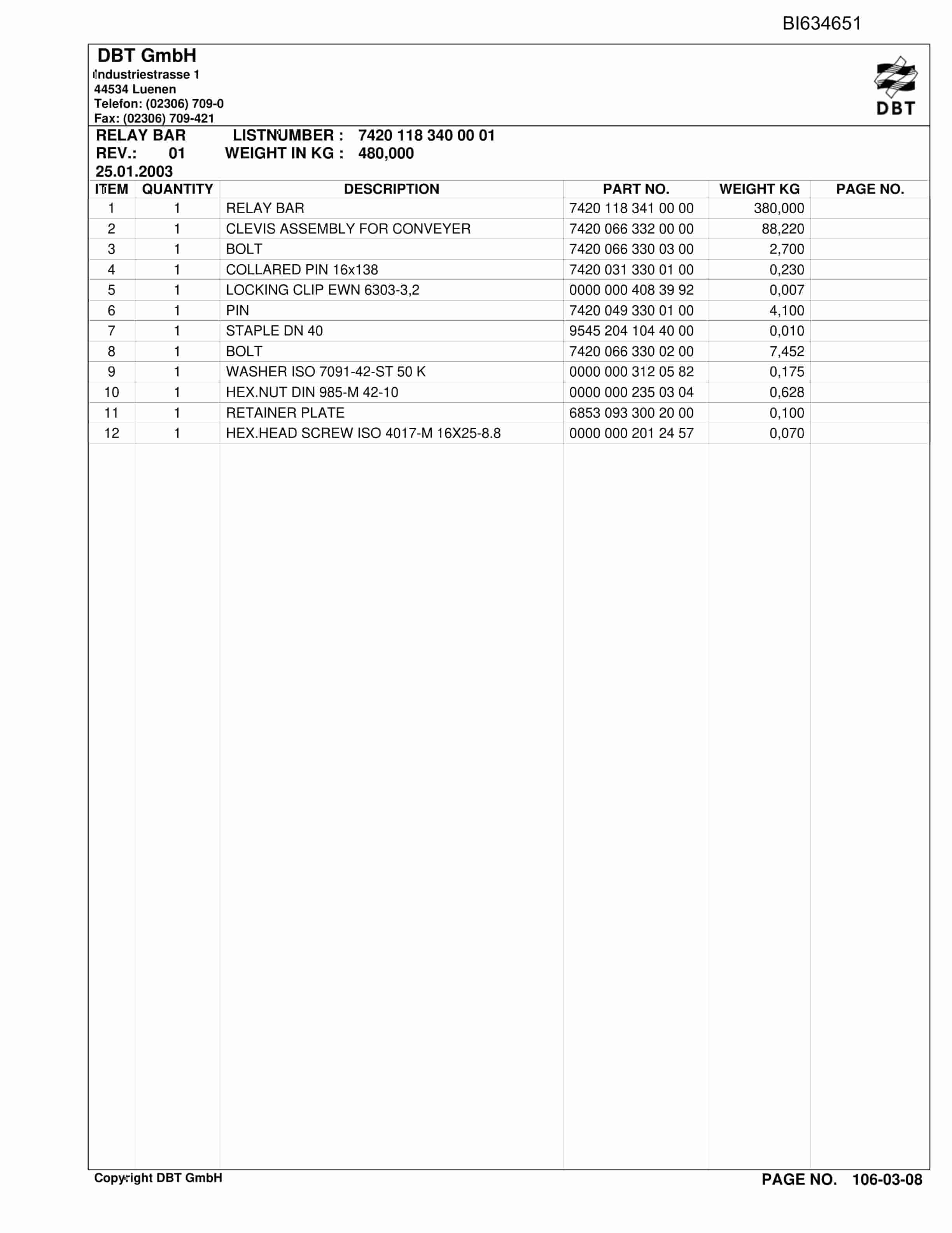 Bucyrus SHENHUA - SHENDONG S8 DBT Shield And Supplies Parts Catalog BI634651-4