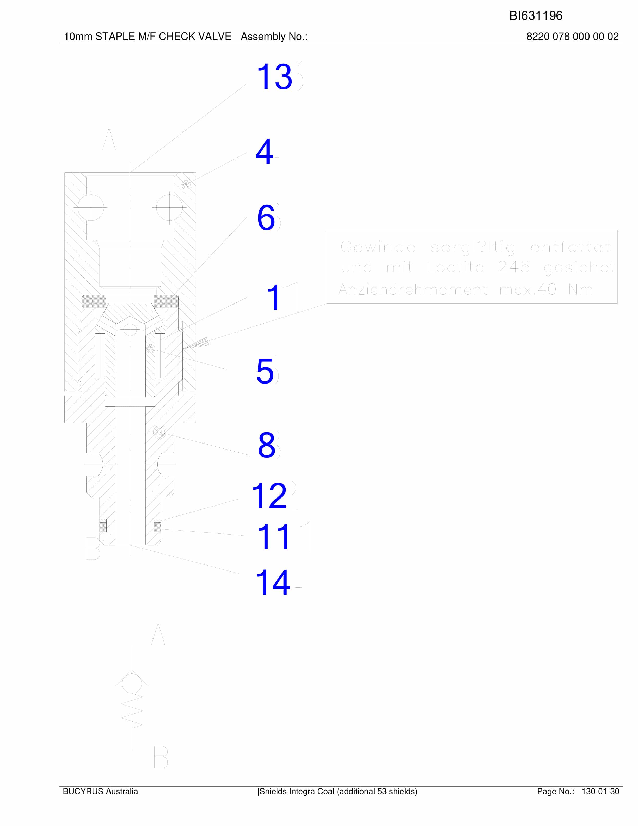 Bucyrus Shields Integra Coal (Additional 53 Shields) Parts Catalog BI631196-3