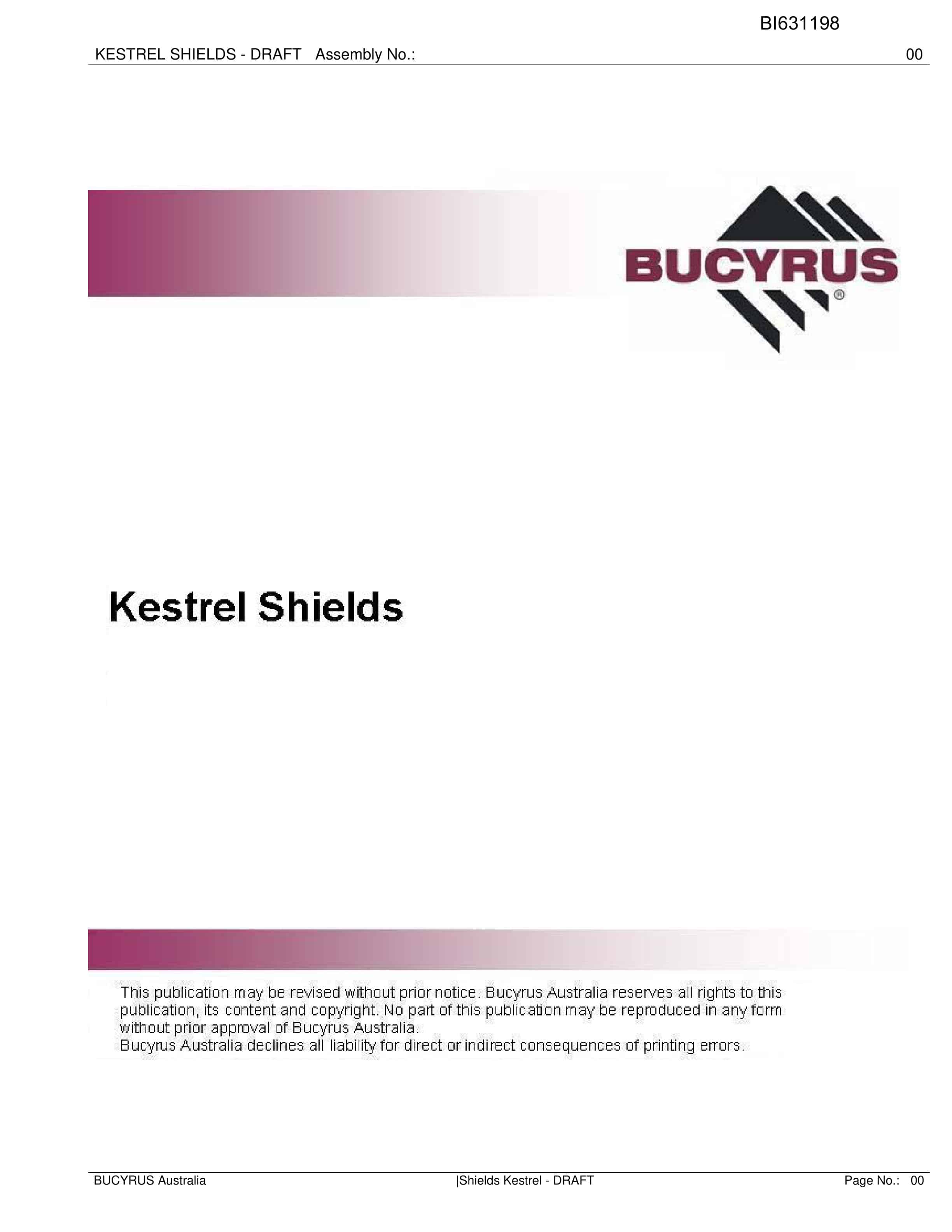 Bucyrus Shields Kestrel Parts Catalog BI631198
