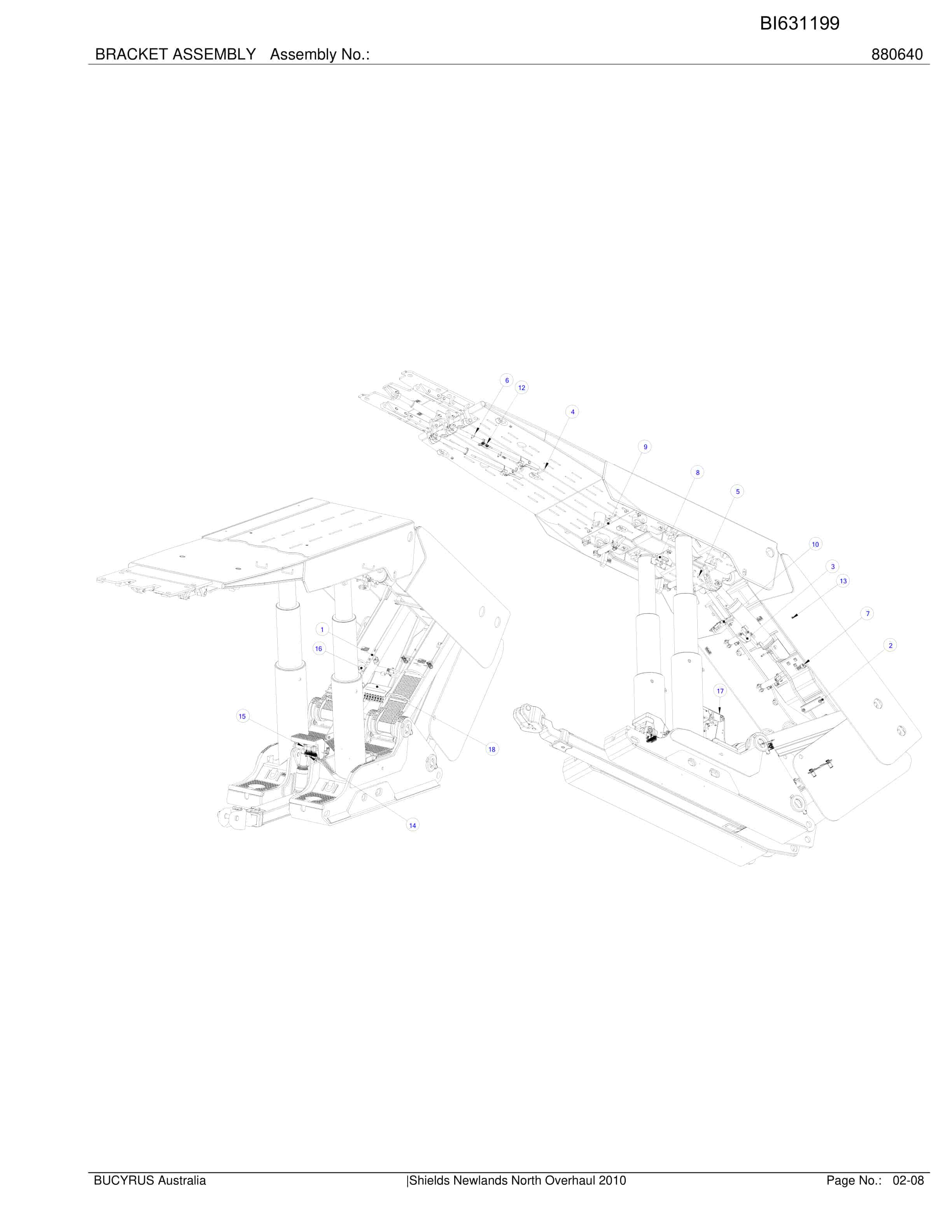 Bucyrus Shields Newlands North Overhaul 2010 Parts Catalog BI631199-4