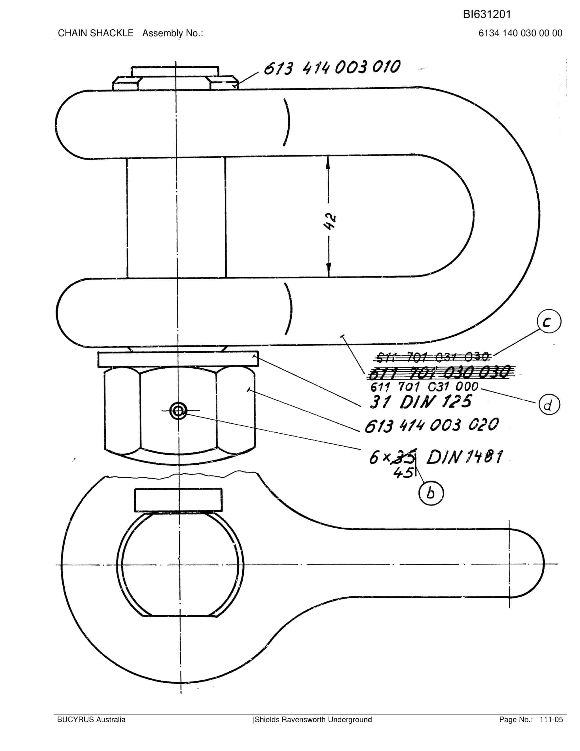 Bucyrus Shields Ravensworth Parts Catalog BI631201-5