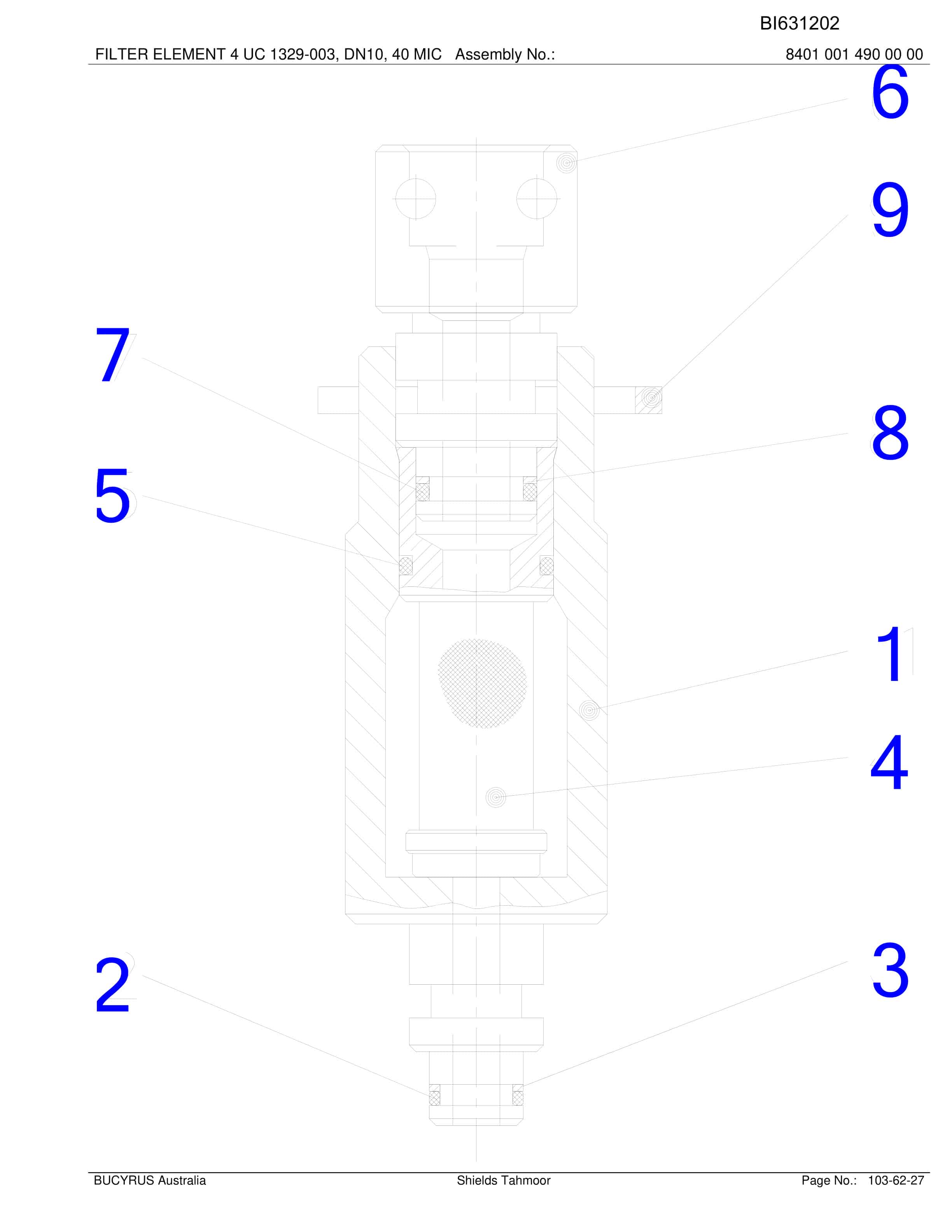 Bucyrus Shields Tahmoor Parts Catalog BI631202-5