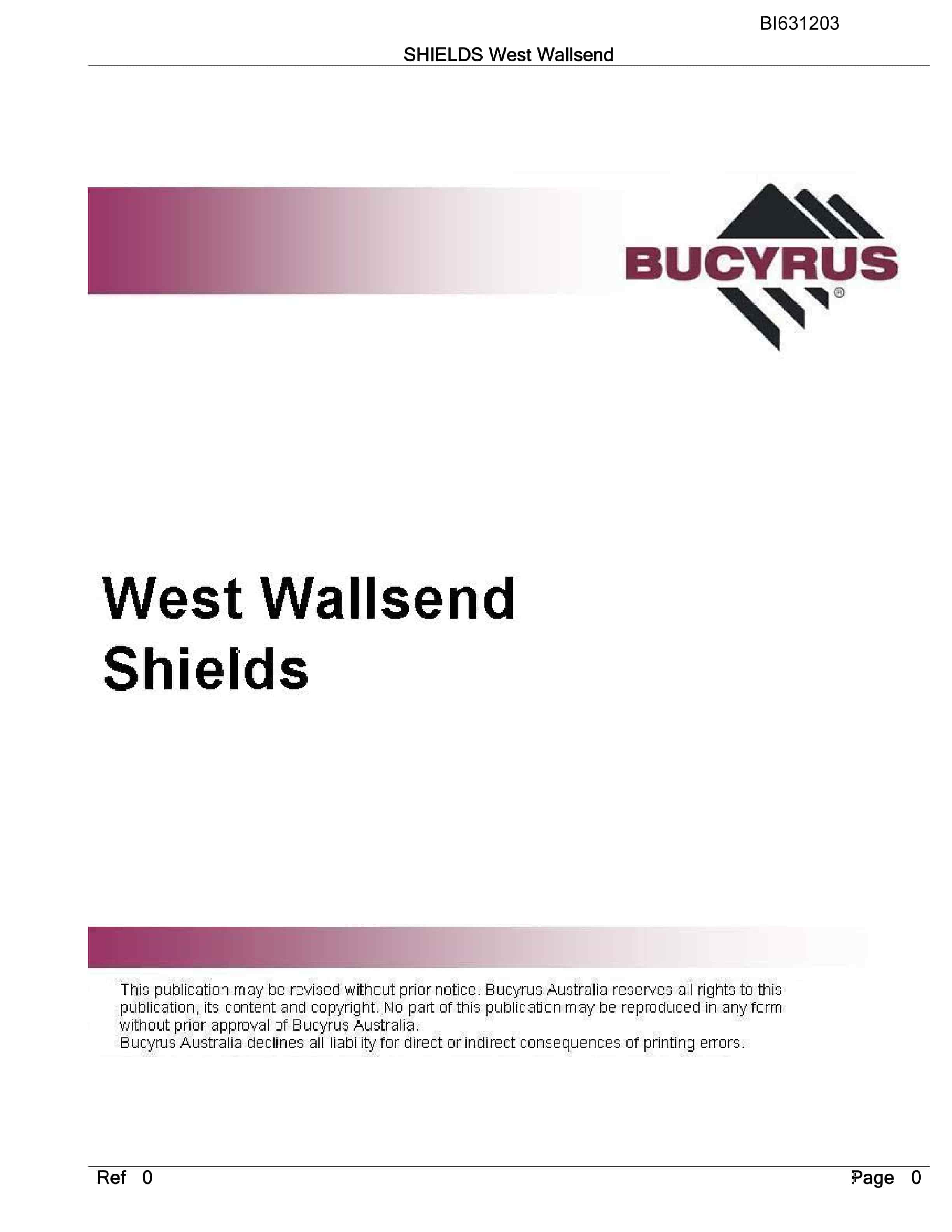Bucyrus Shields West Wallsend Parts Catalog BI631203