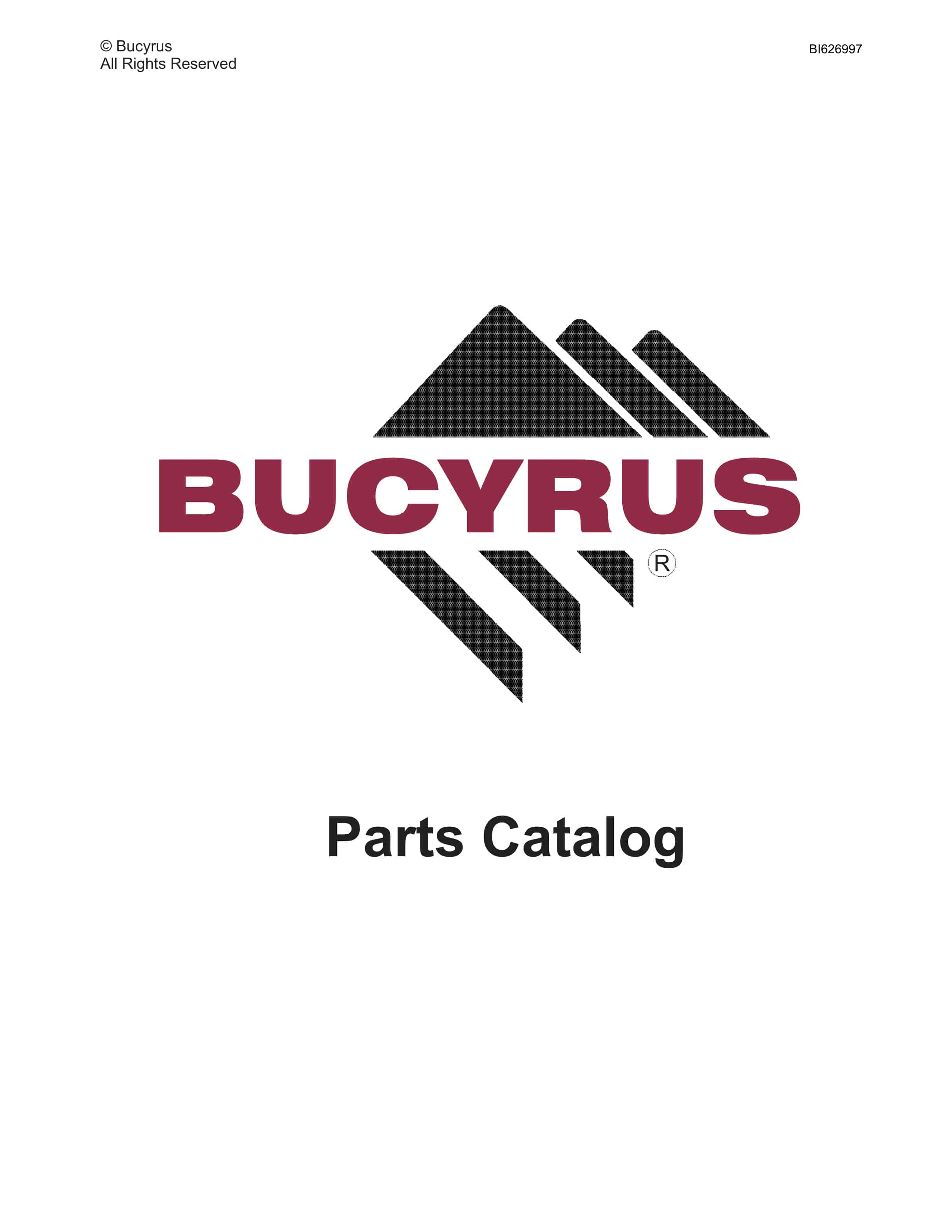 Bucyrus SK-50i Infinity Parts Catalog BI626997