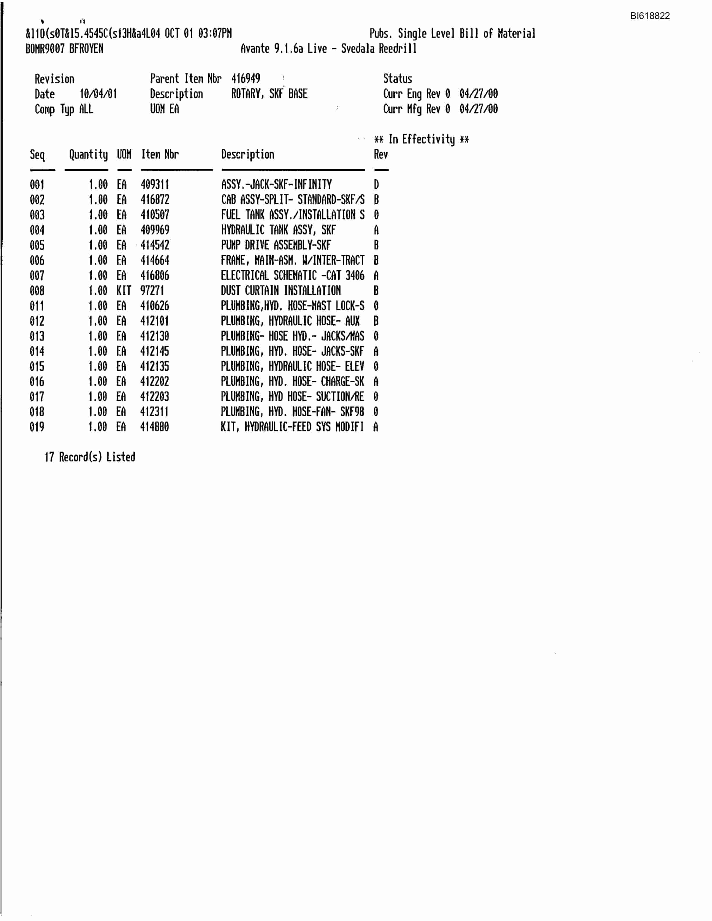 Bucyrus SKF E Electronic Engine Electrical Schematic BI618822-2