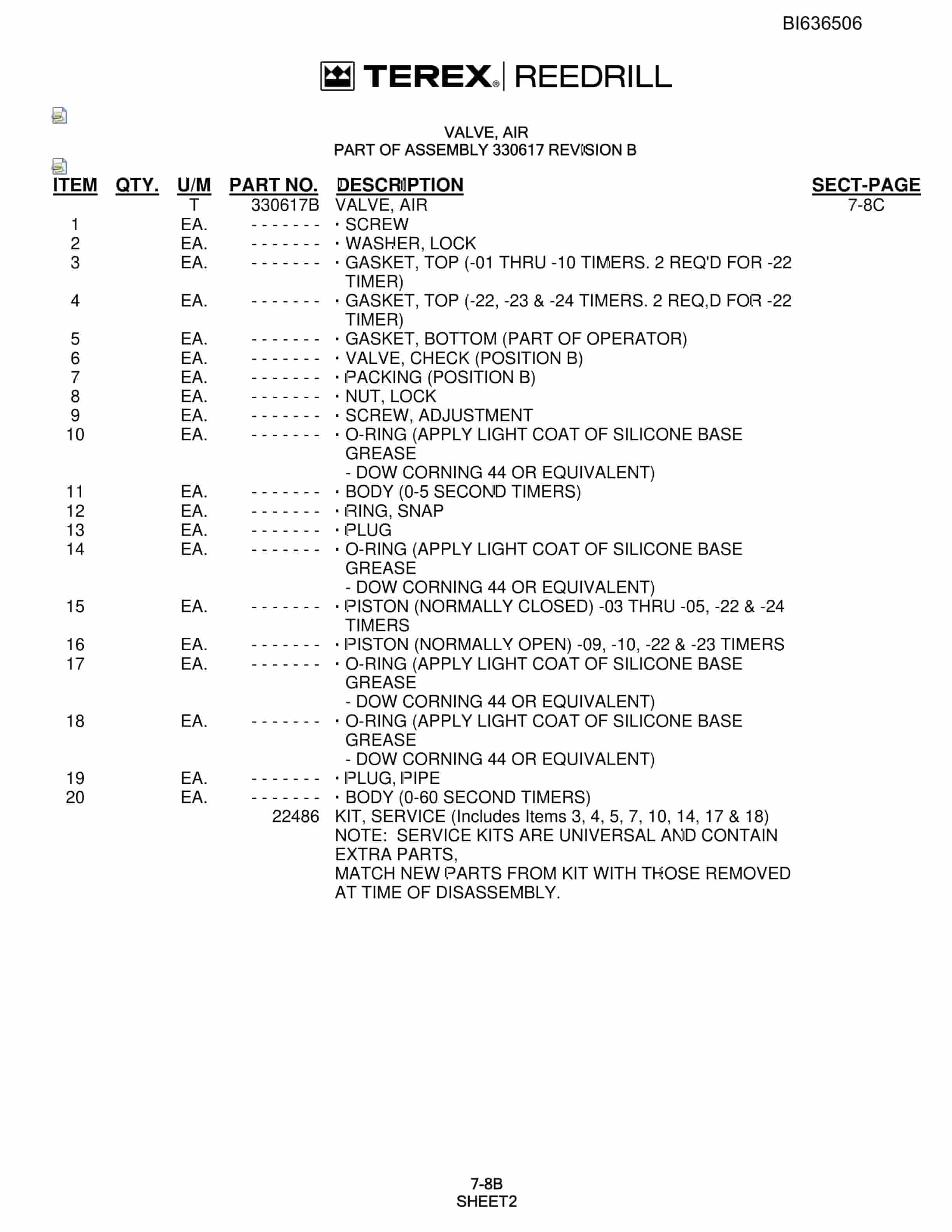 Bucyrus SKF Infinity Blasthole Drill Parts Catalog BI636506-4