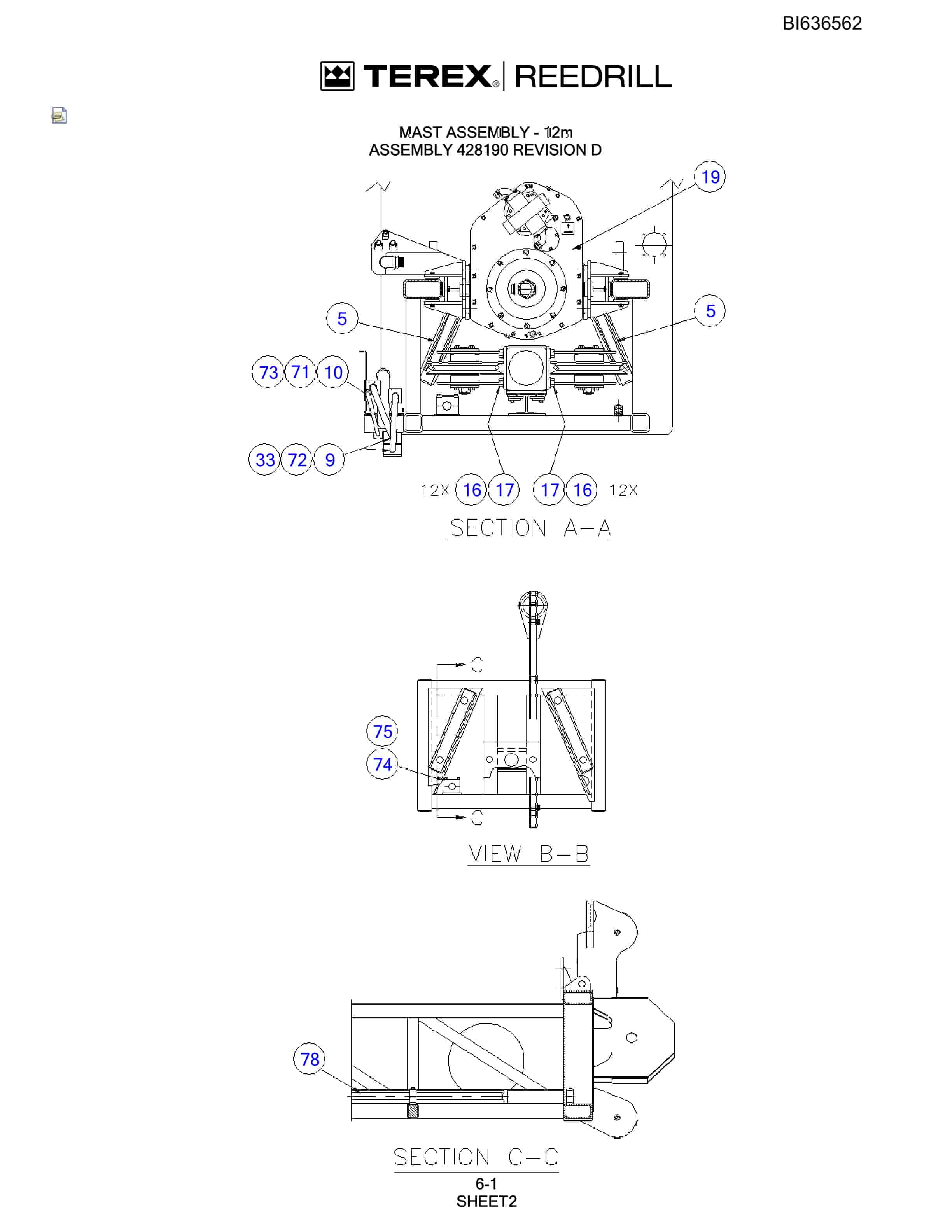 Bucyrus SKF Infinity Blasthole Drill Parts Catalog BI636562-2
