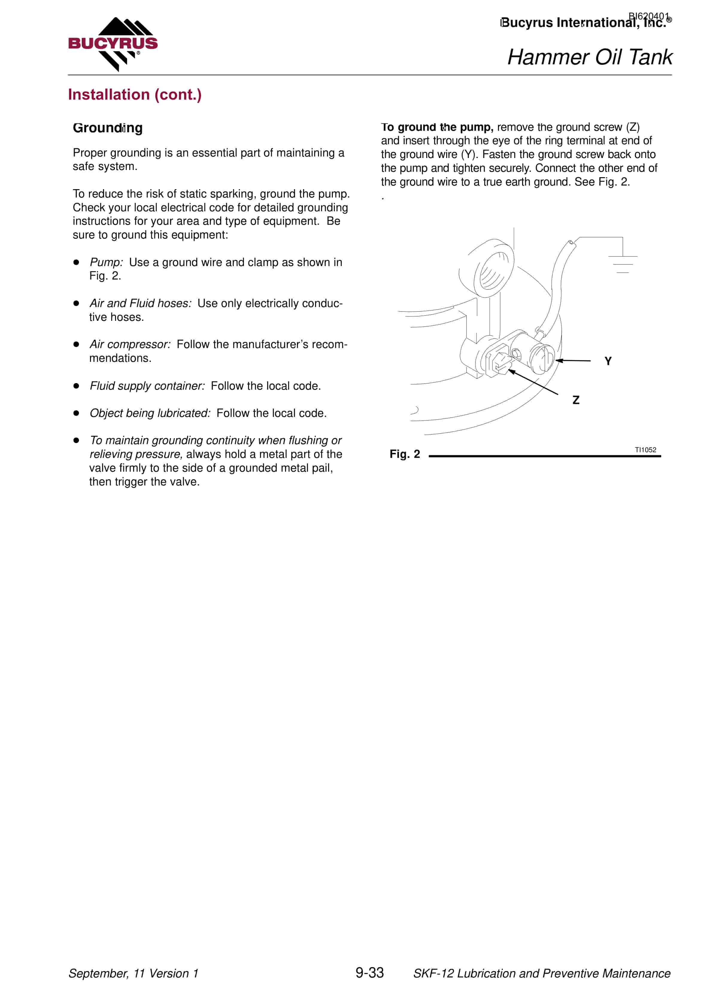 Bucyrus SKF Infinity Blasthole Drill Technical Manual BI620401-02-3
