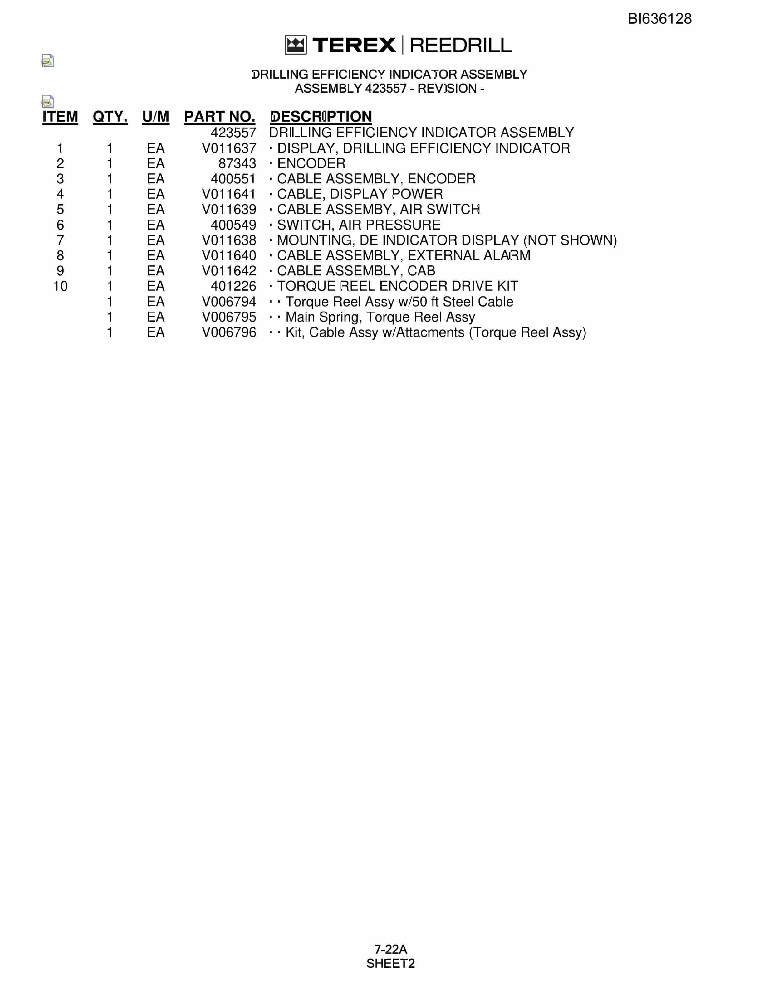 Bucyrus SKS Infinity Blasthole Drill Parts Catalog BI636128-5