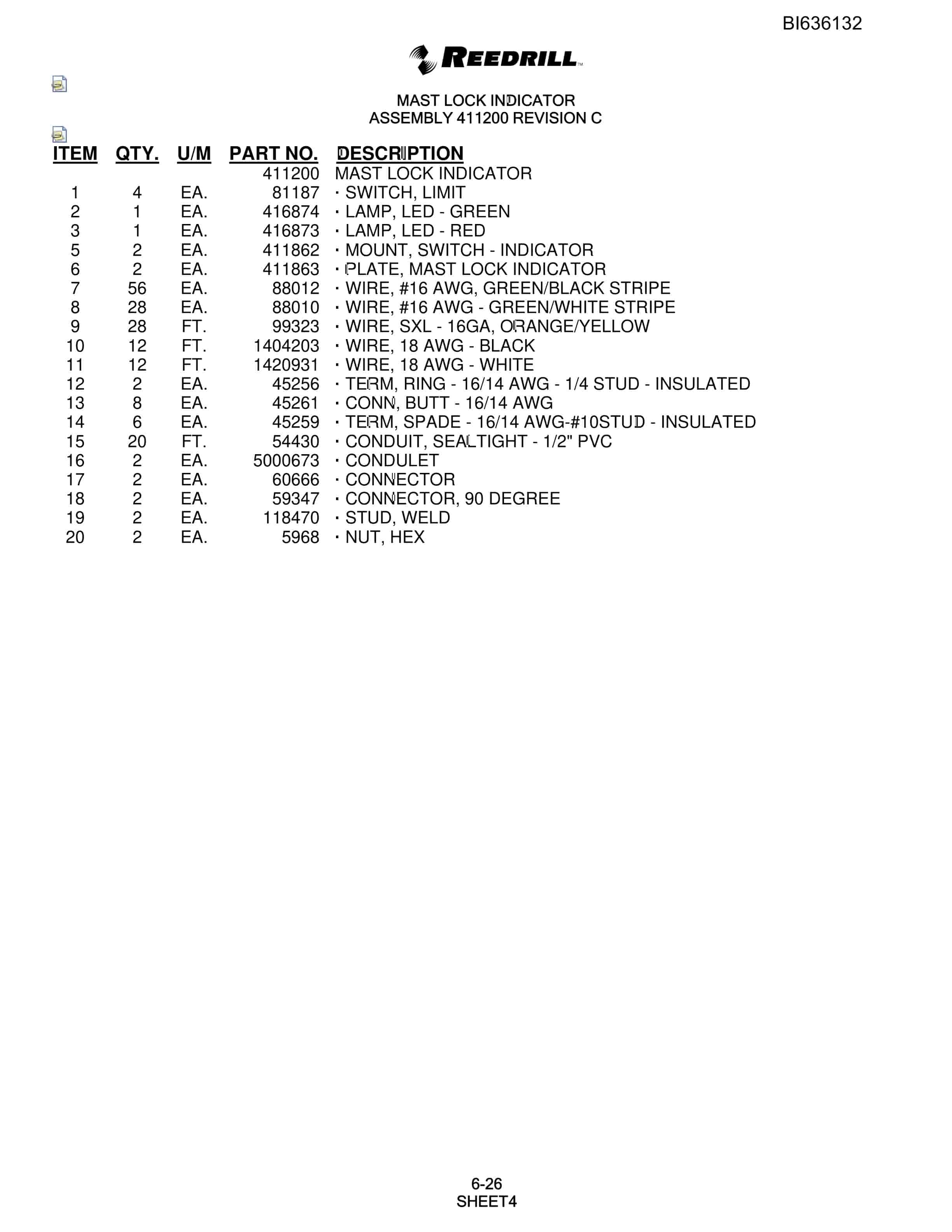Bucyrus SKS Infinity Blasthole Drill Parts Catalog BI636132-3