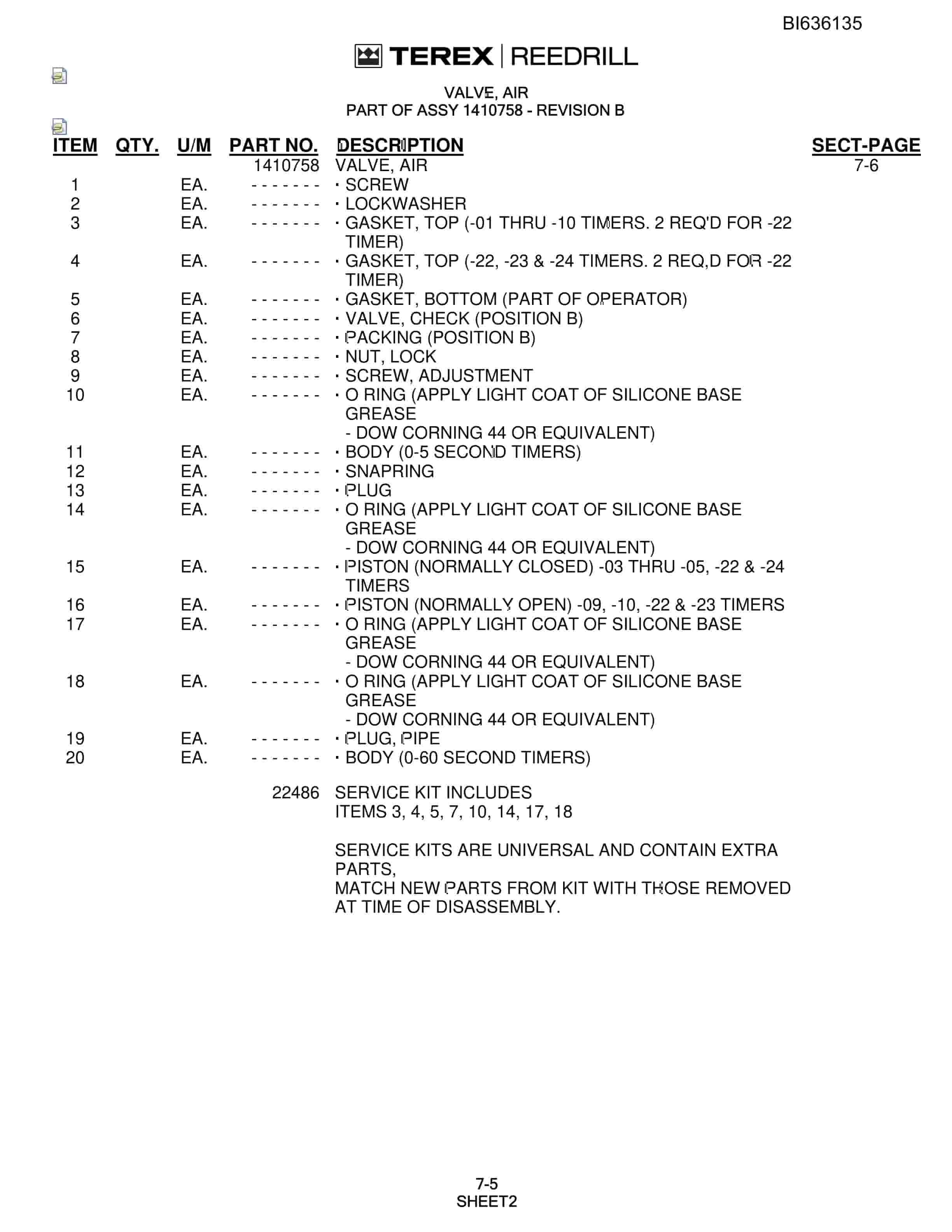 Bucyrus SKS Infinity Blasthole Drill Parts Catalog BI636135-3