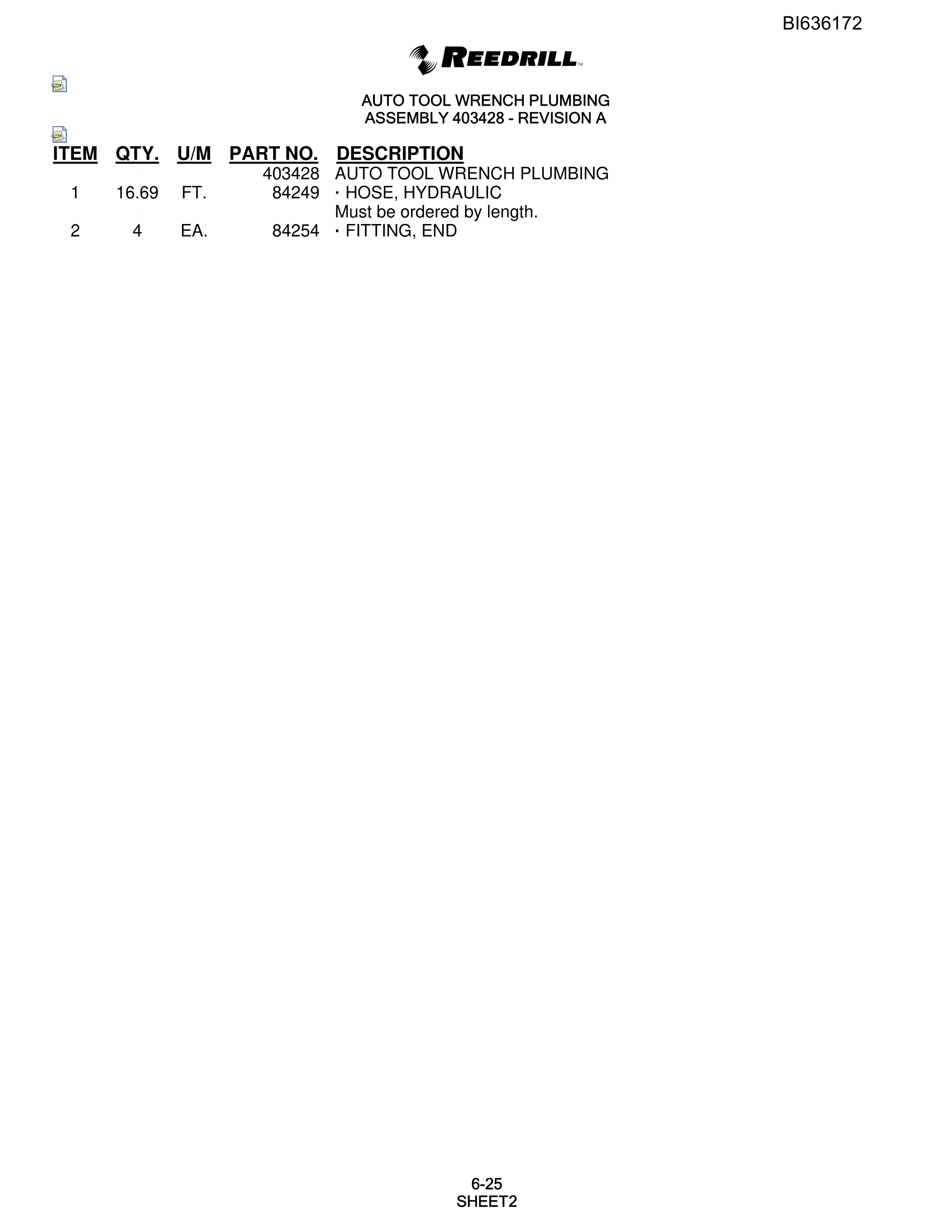 Bucyrus SKS Infinity Blasthole Drill Parts Catalog BI636172-3