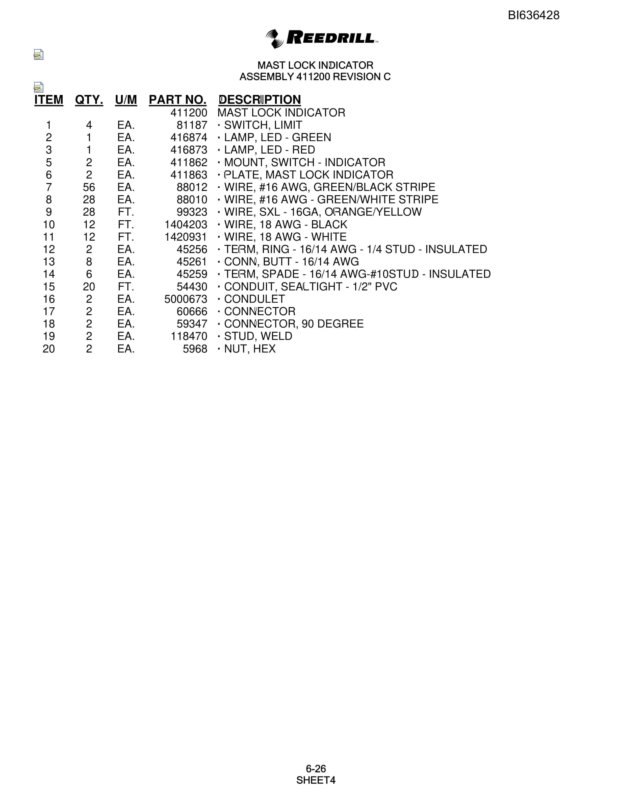 Bucyrus SKS Infinity Blasthole Drill Parts Catalog BI636428-3