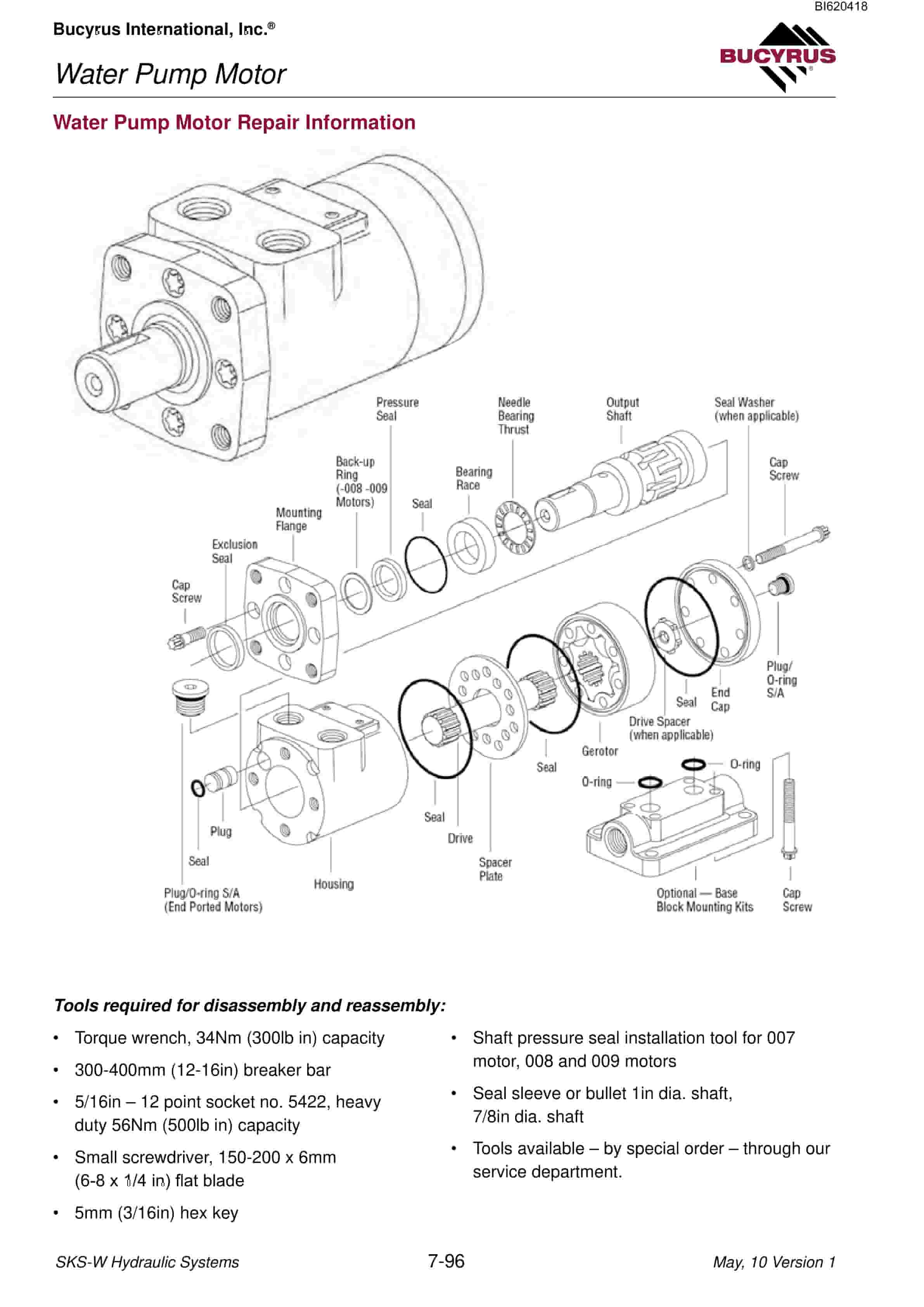 Bucyrus SKS-W Infinity Blasthole Drill Technical Manual BI620418-02-2