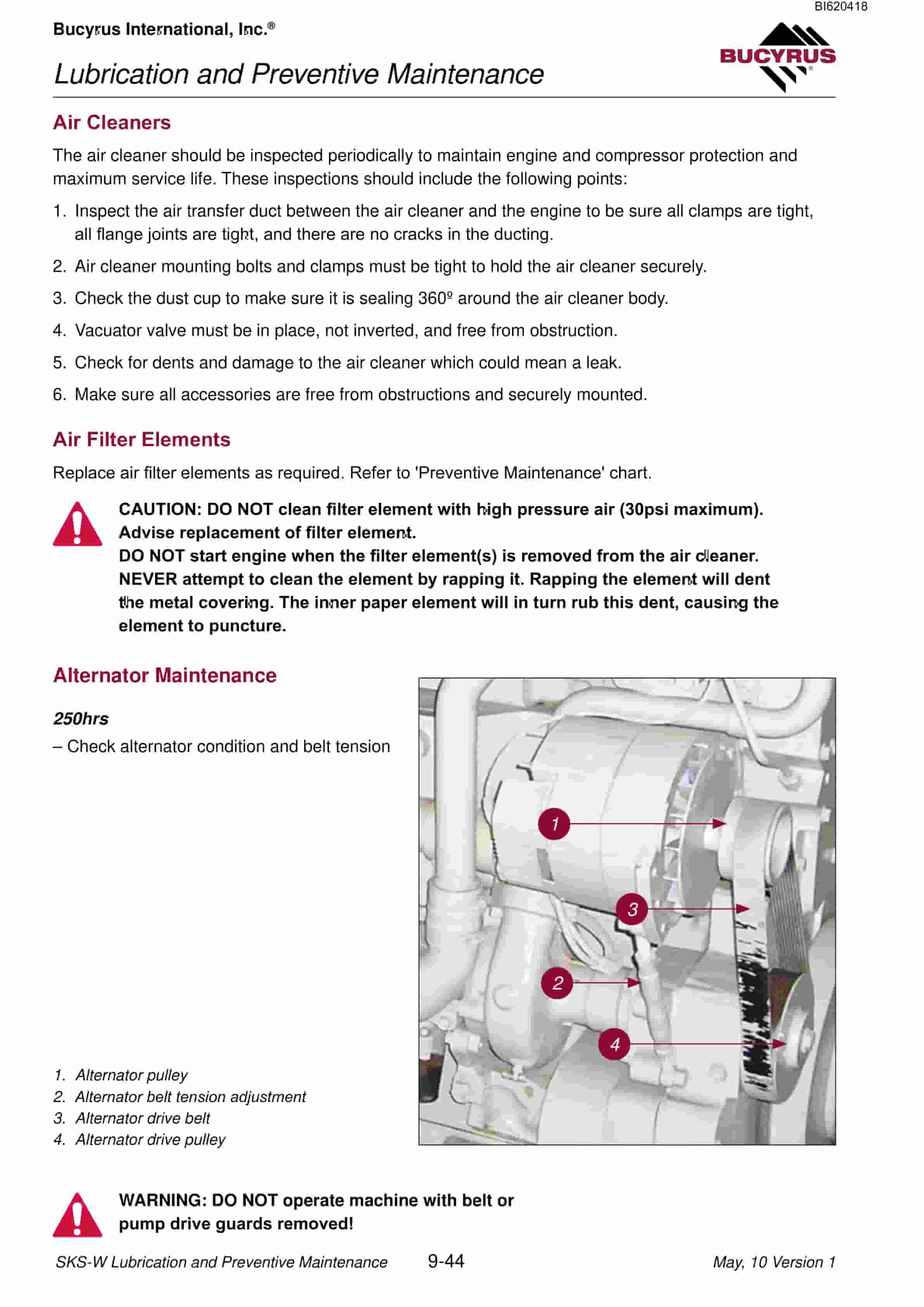 Bucyrus SKS-W Infinity Blasthole Drill Technical Manual BI620418-02-5