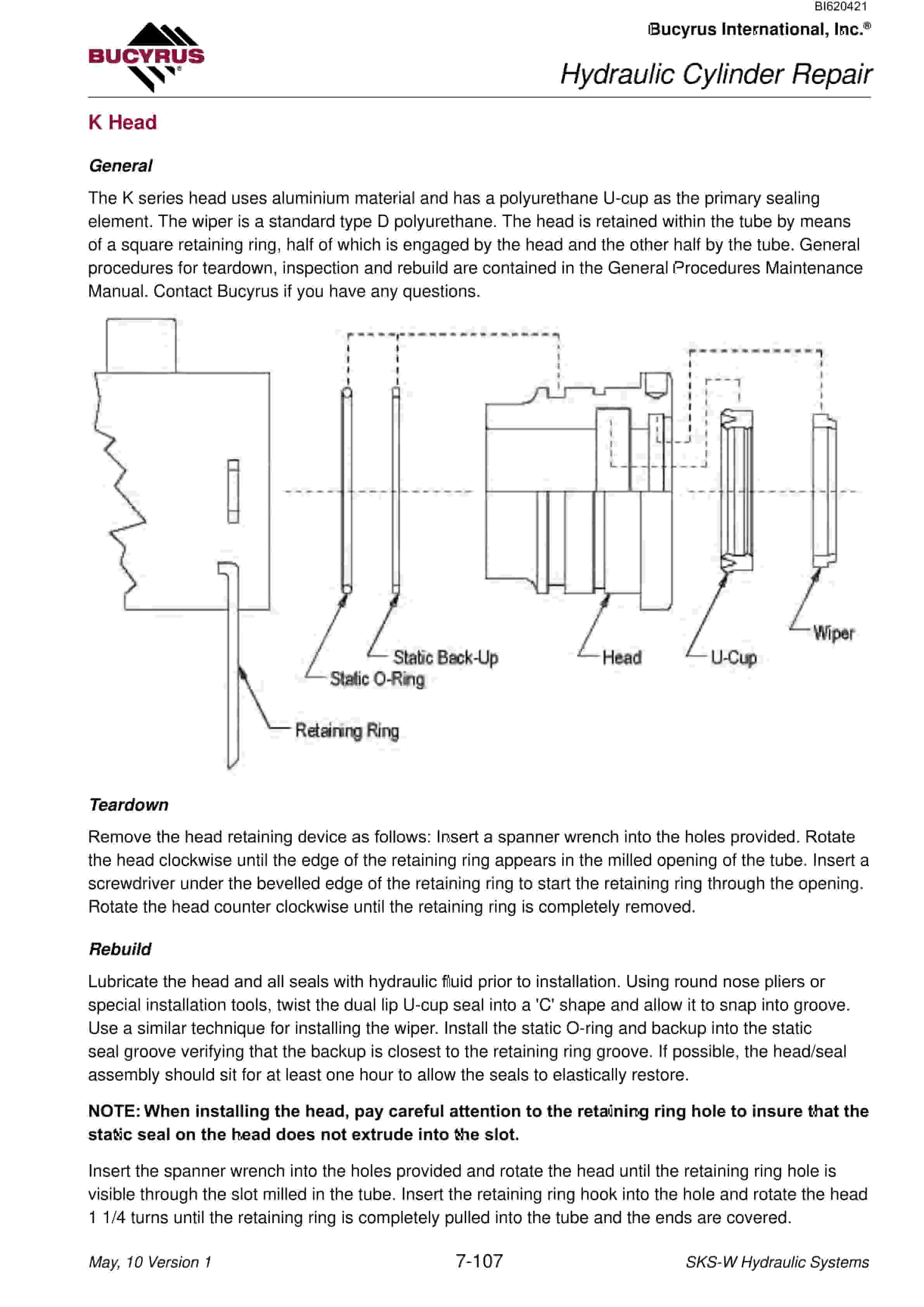 Bucyrus SKSS-12 Infinity Blasthole Drill Technical Manual BI620421-03-4