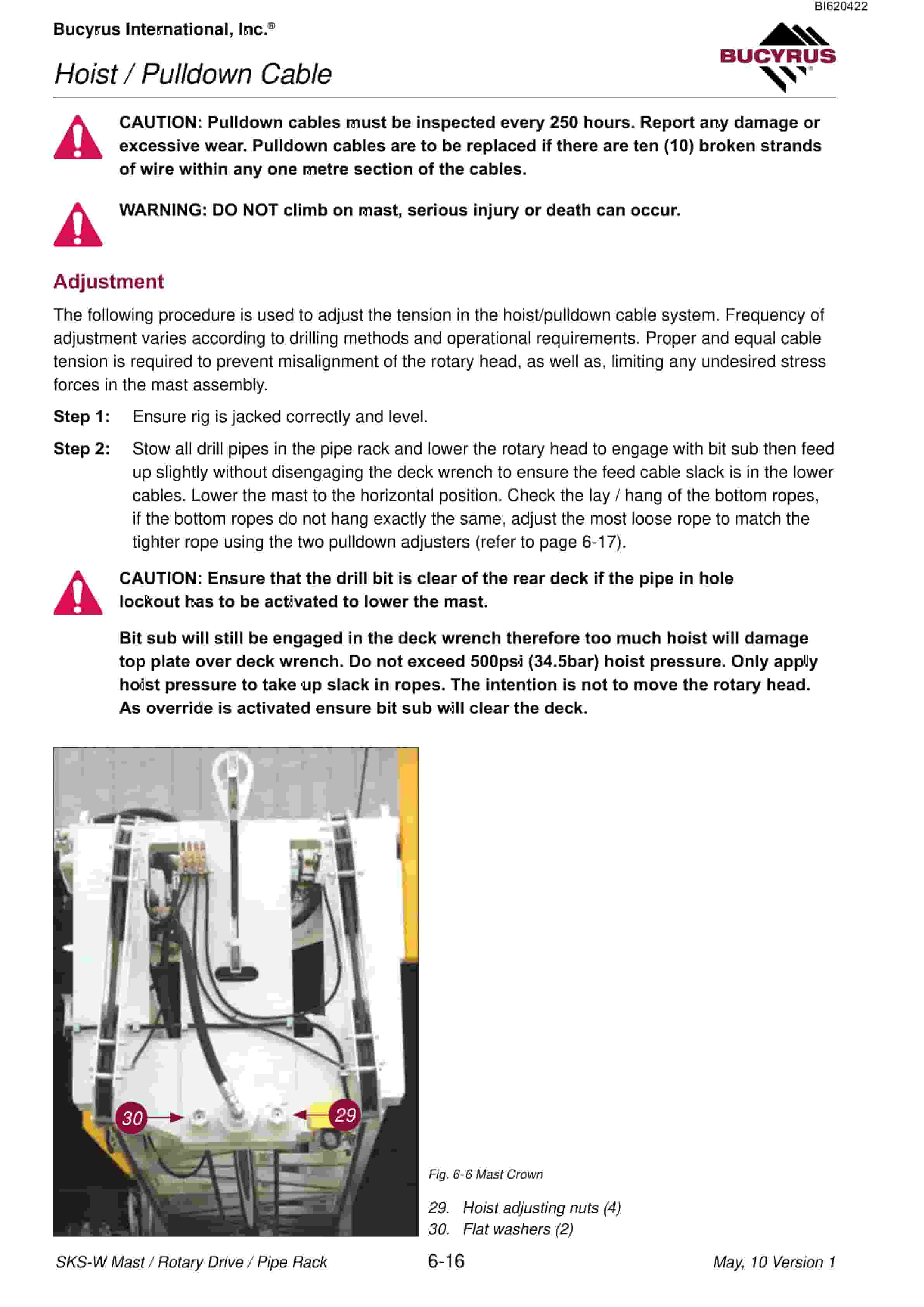 Bucyrus SKSS Infinity Blasthole Drill Technical Manual BI620422-01-2