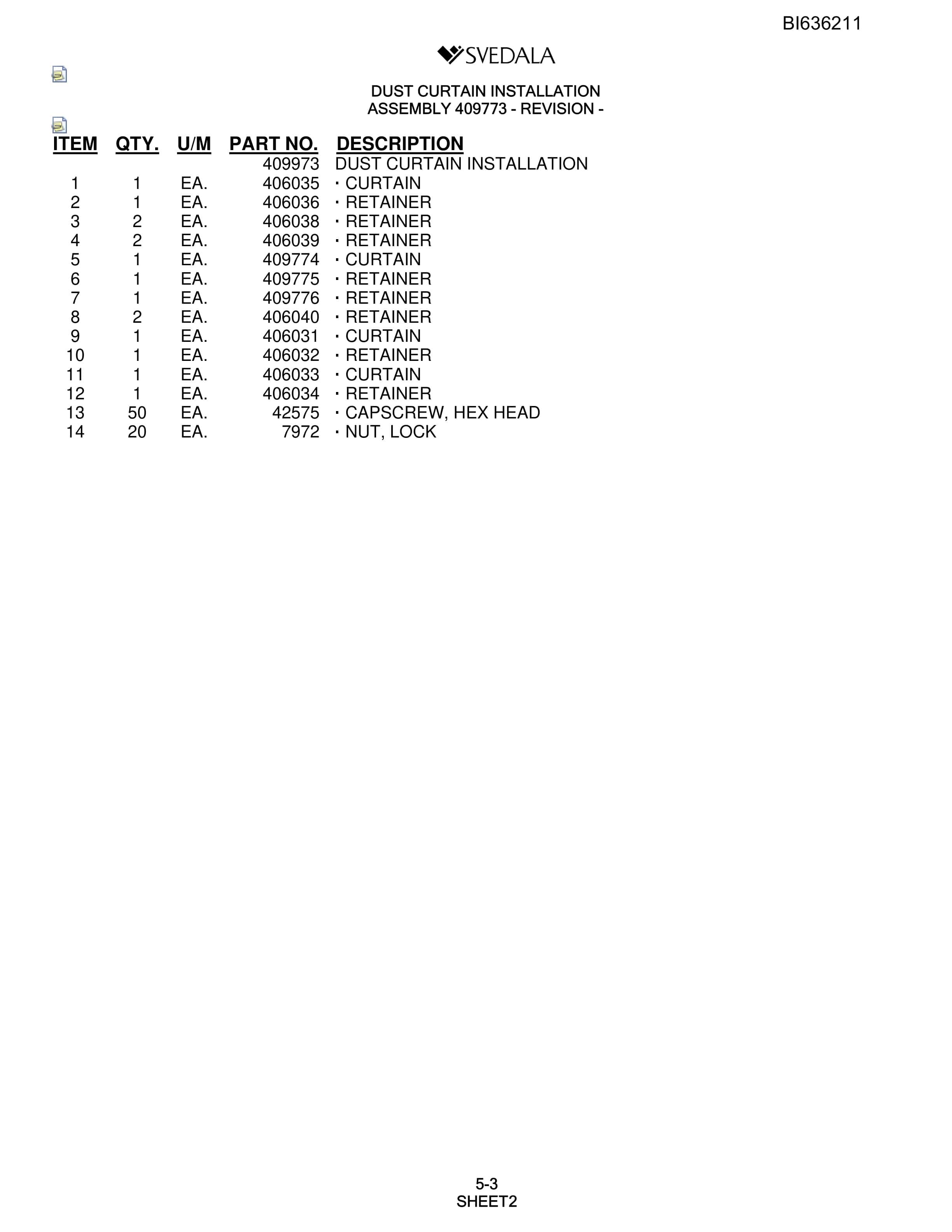 Bucyrus SKT Infinity Blasthole Drill Parts Catalog BI636211-2