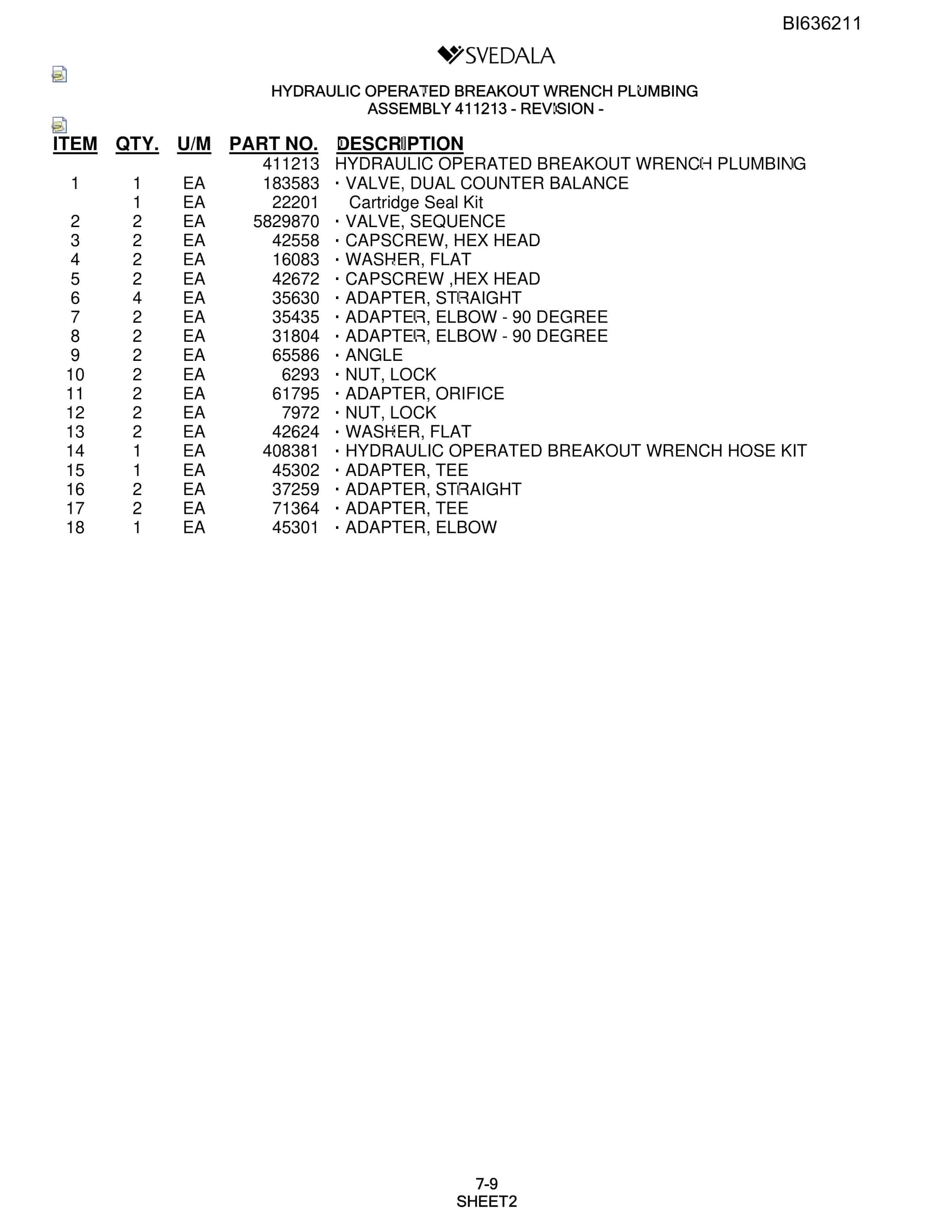 Bucyrus SKT Infinity Blasthole Drill Parts Catalog BI636211-4