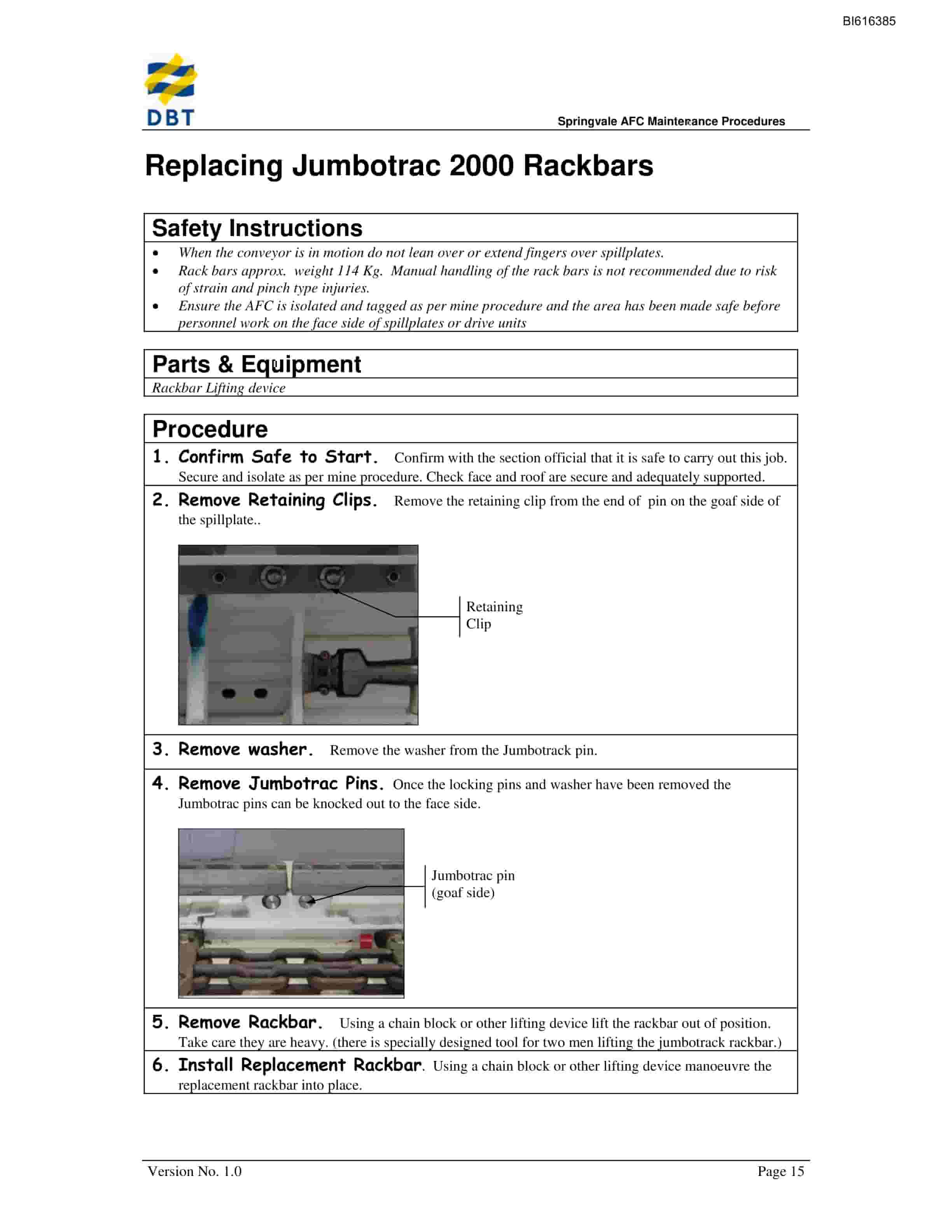 Bucyrus Springvale AFC Maintenance Procedures Technical Manual BI616385-4