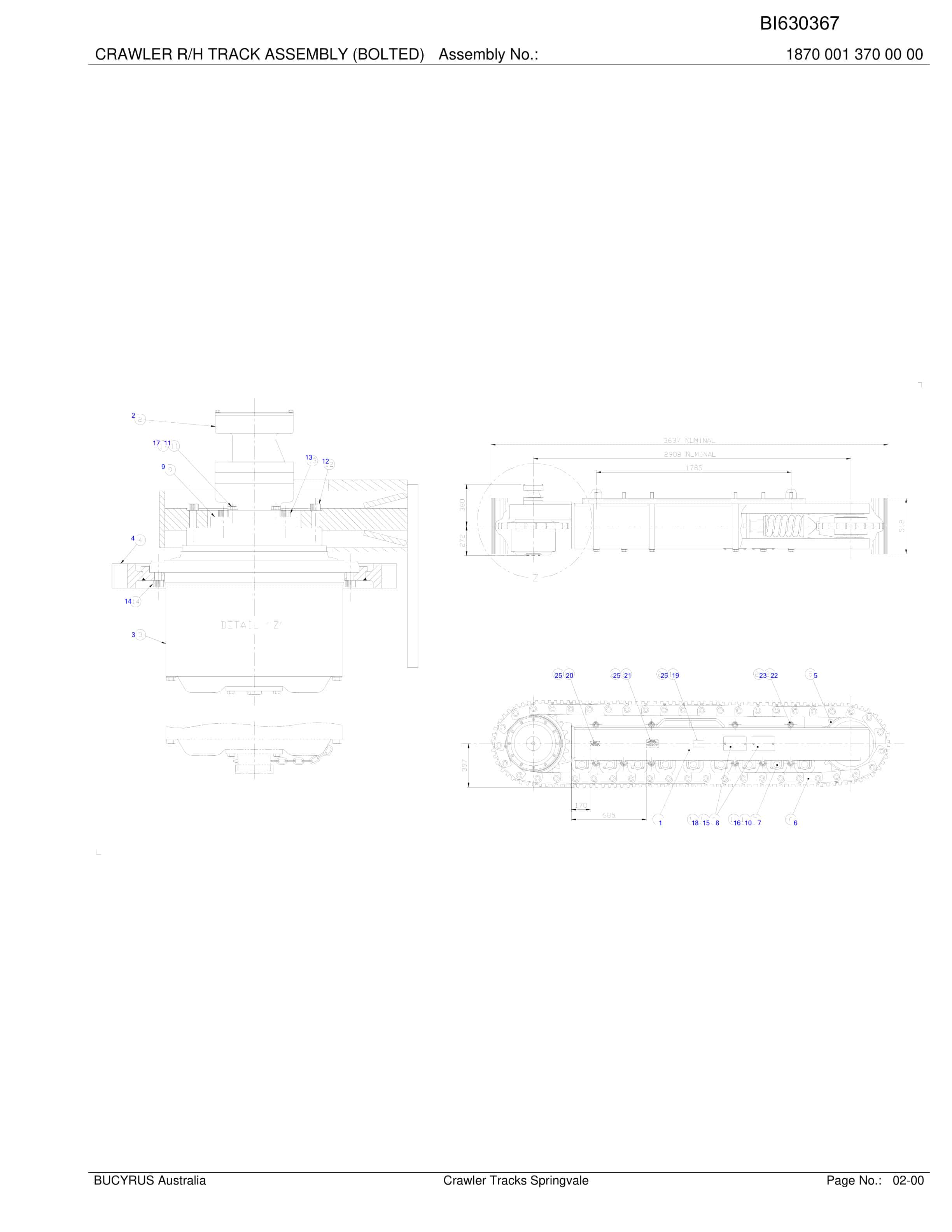 Bucyrus Springvale Crawler Tracks Parts Catalog BI630367-2