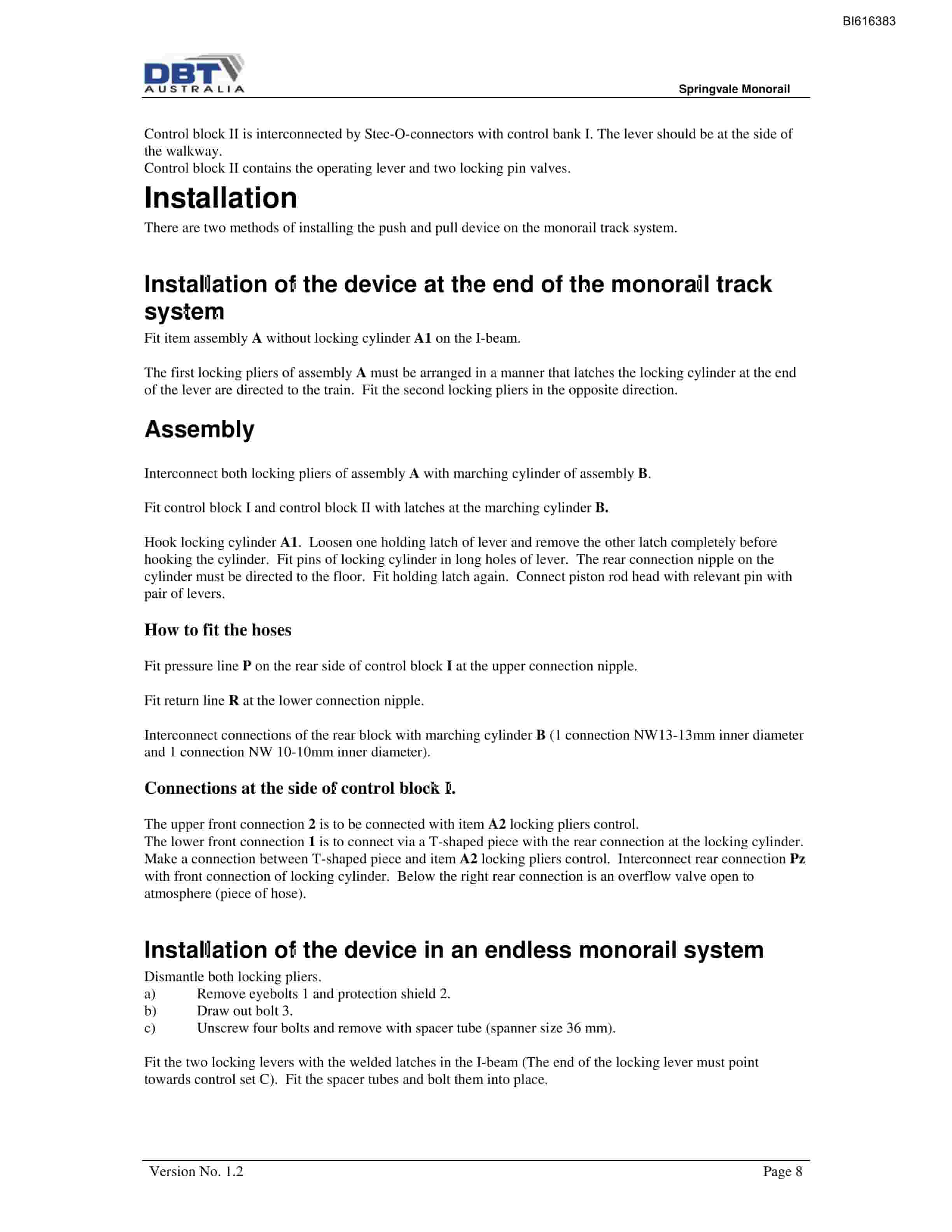 Bucyrus Springvale Push Pull Device Technical Manual BI616383-3