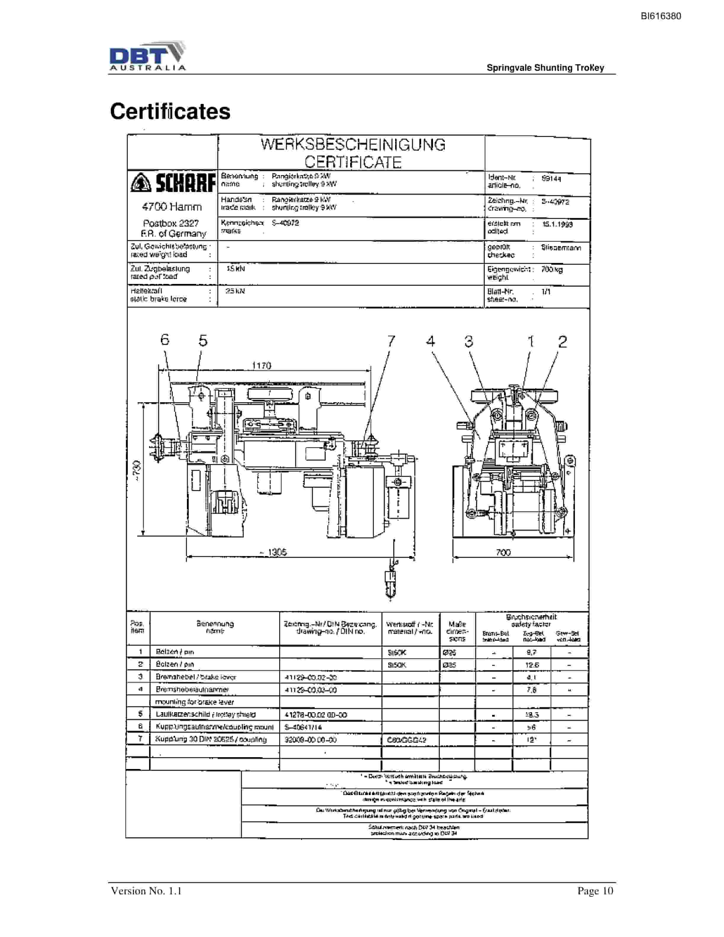 Bucyrus Springvale Shunting Trolley Technical Manual BI616380-3