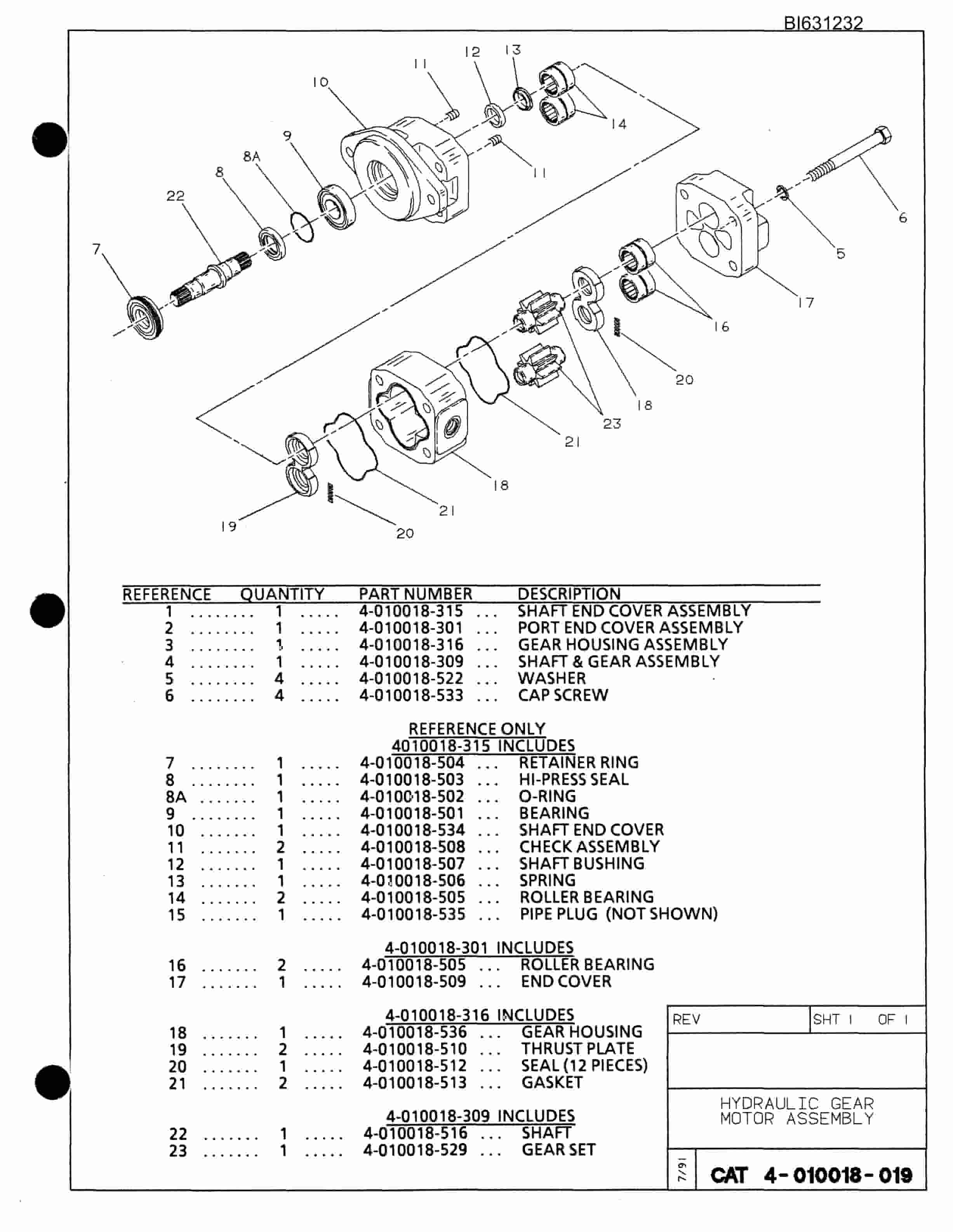 Bucyrus SR200-AL Roof Bolter Parts Catalog BI631232-3