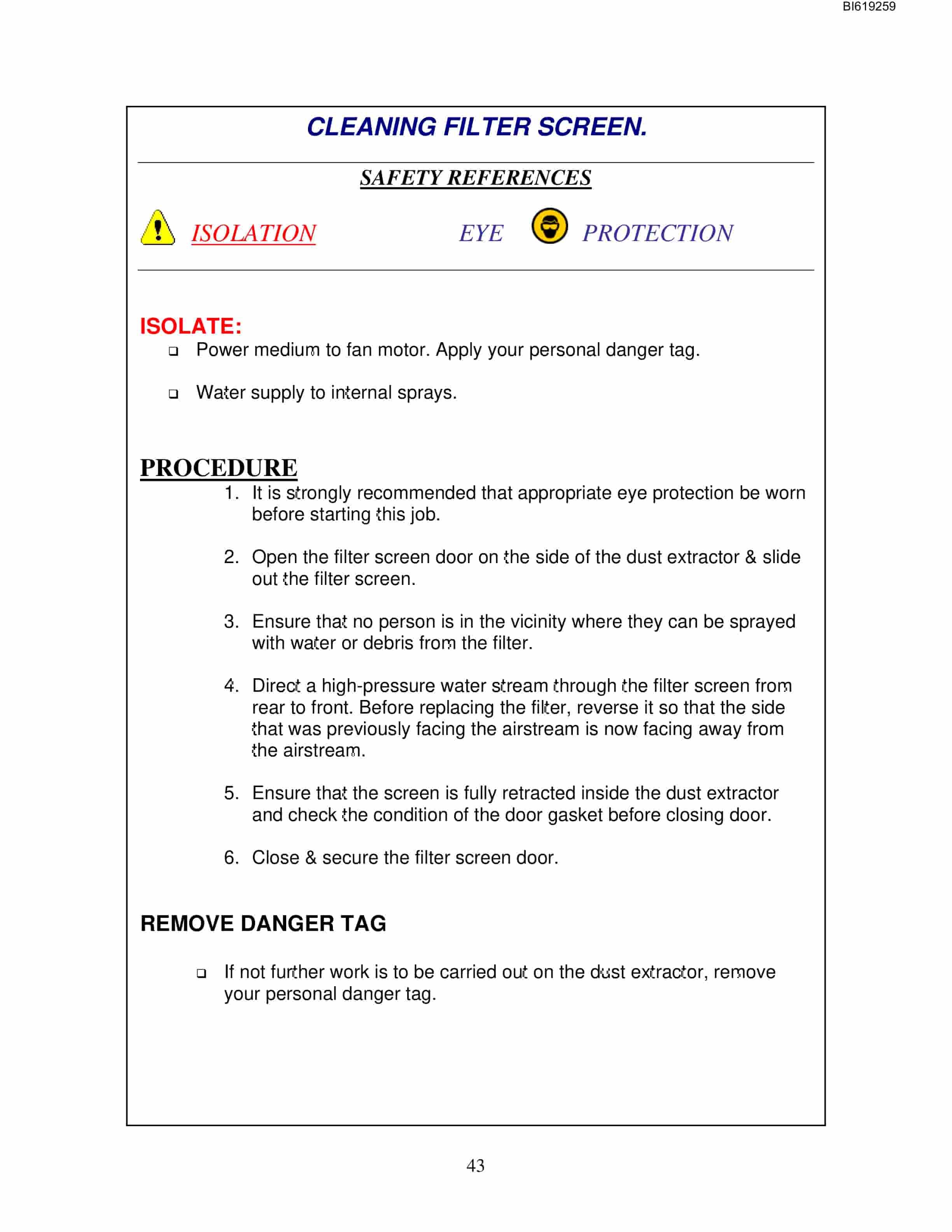 Bucyrus T8E 3.3Kv Dust Extractor Technical Manual BI619259-5
