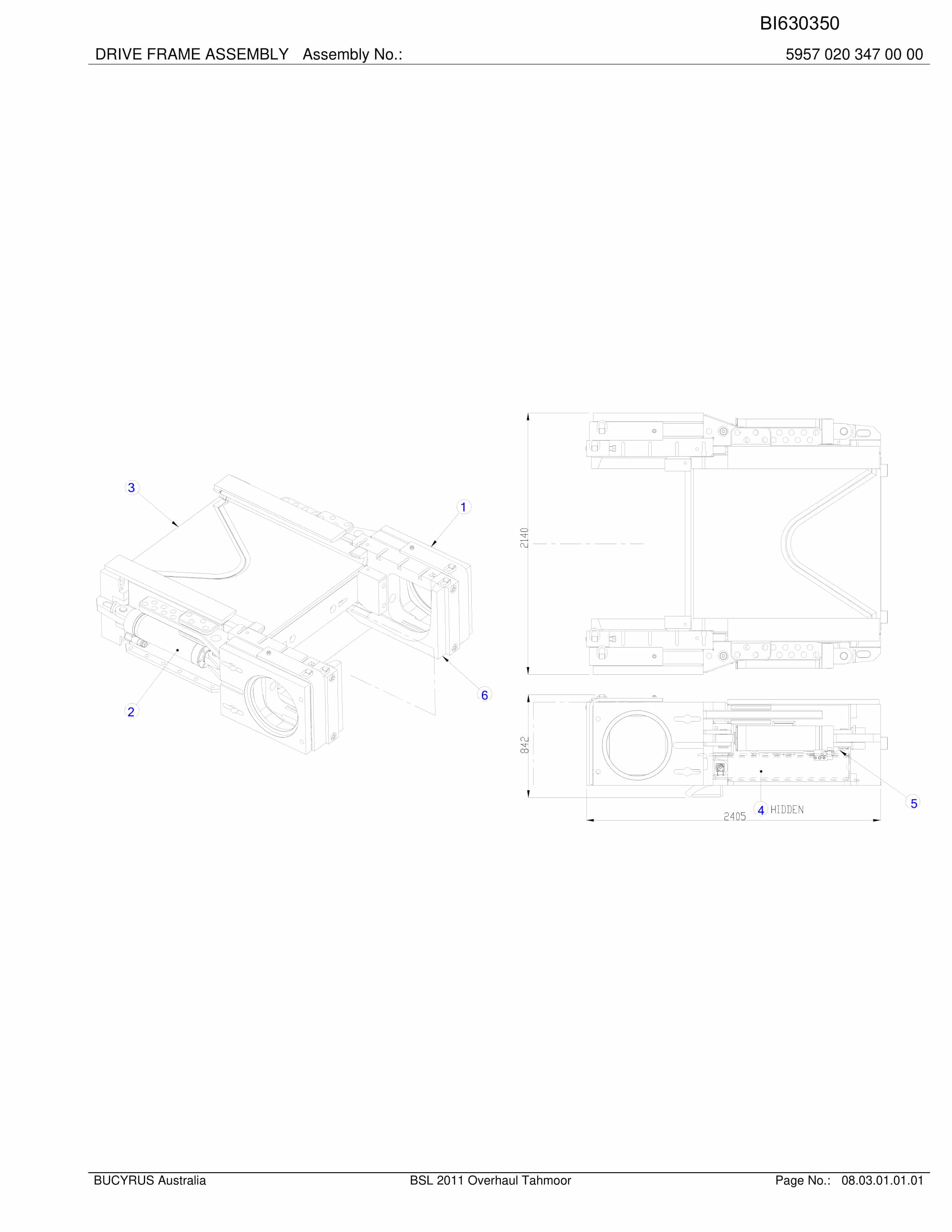 Bucyrus Tahmoor BSL Overhaul 2011 Parts Catalog BI630350-2