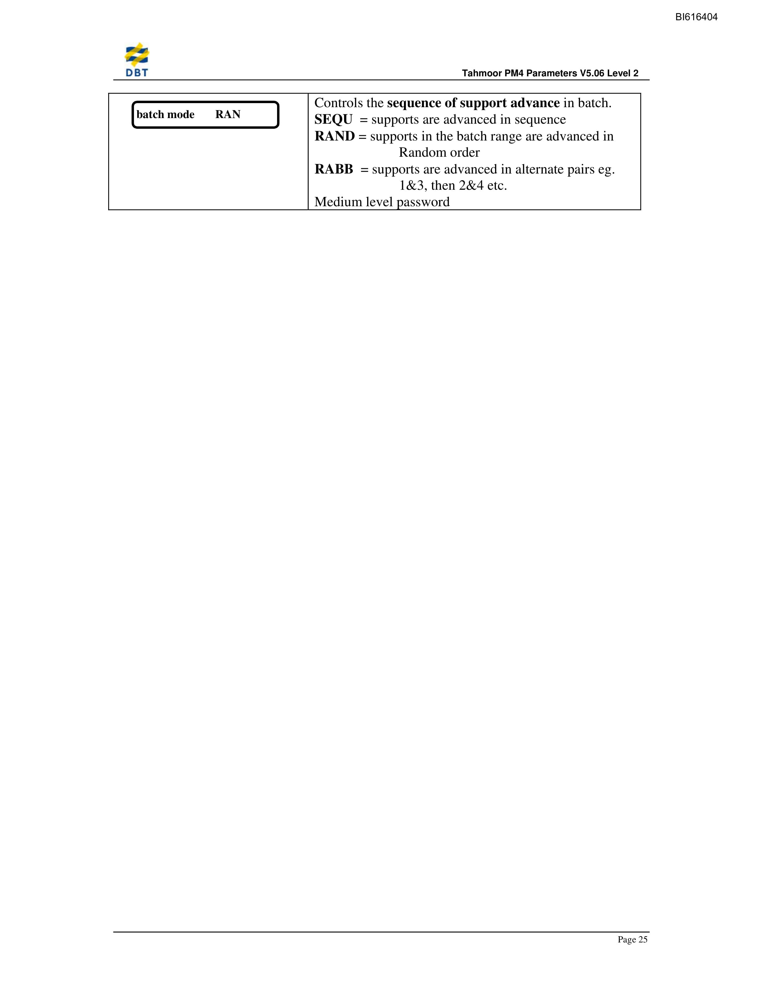Bucyrus Tahmoor PM4 V5.06 Parameters Manual Level 2 Technical Manual BI616404-5