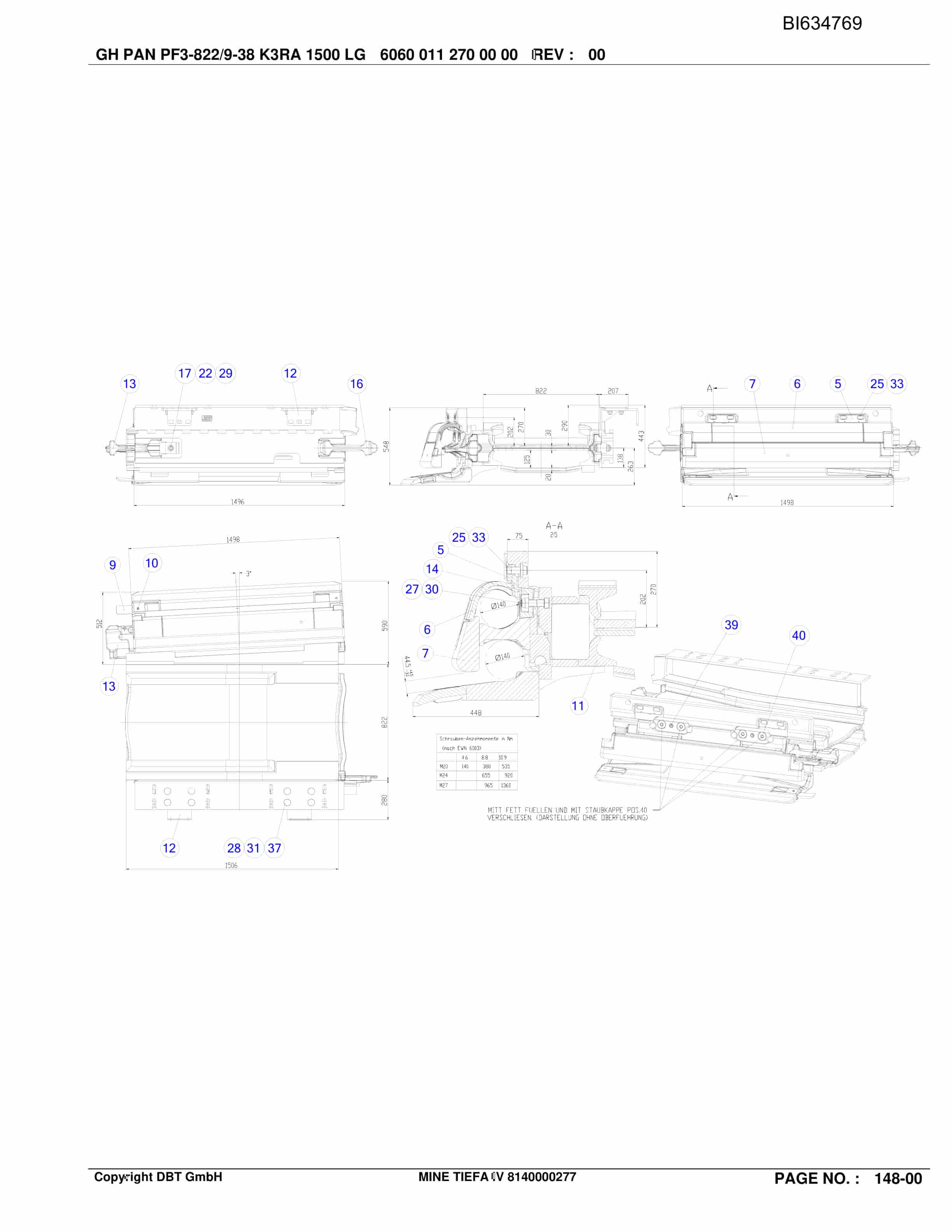 Bucyrus TIEFA IV, GH-PRT PF 3-822 Parts Catalog BI634769-2