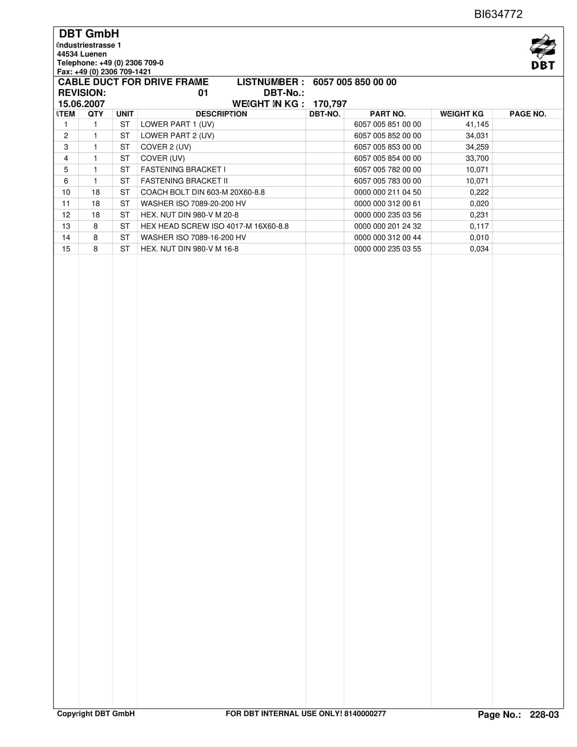 Bucyrus TIEFA IV, GH-PRT PF 3-822 Parts Catalog BI634772-4