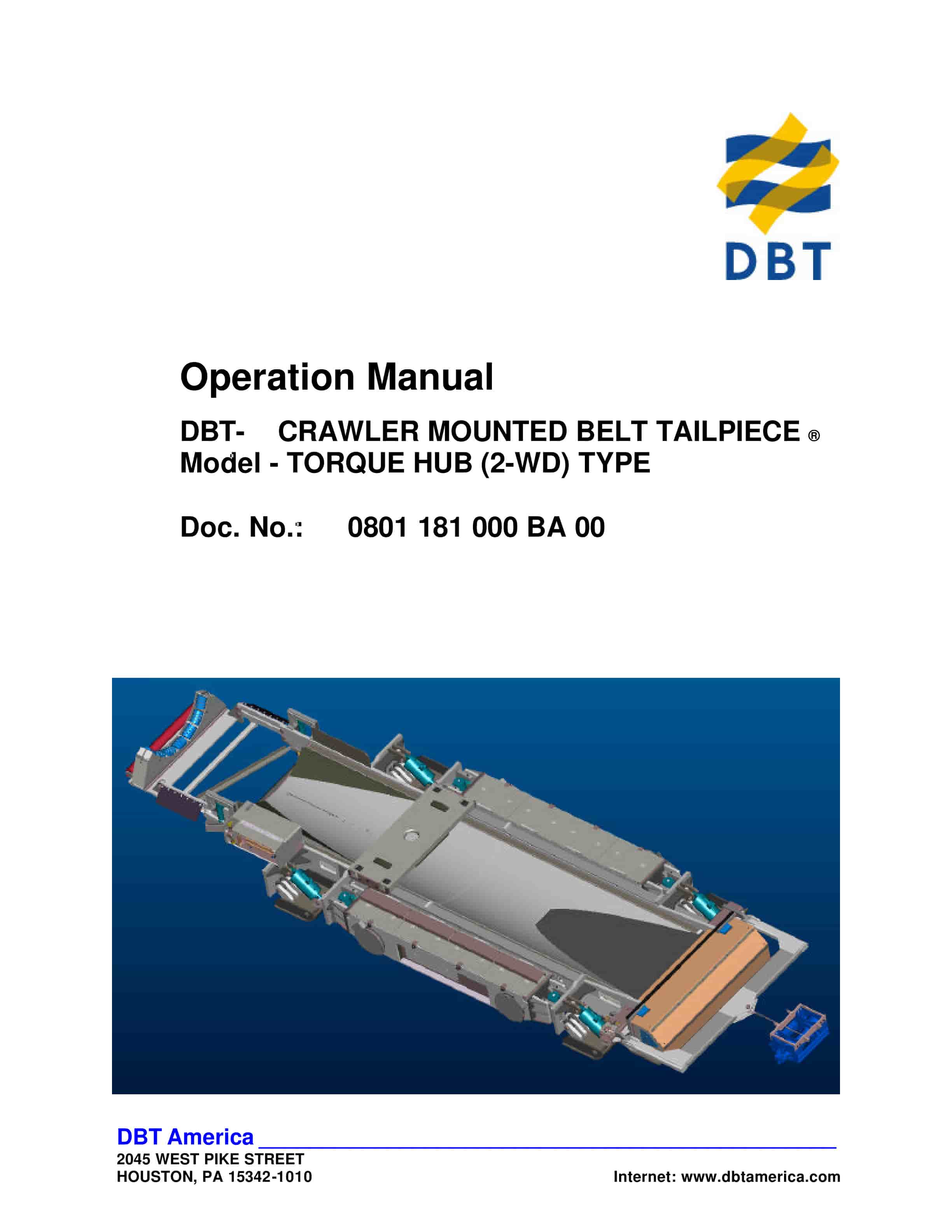 Bucyrus Torque Hub (2-WD) Crawler Mounted Belt Tailpiece Operation Manual