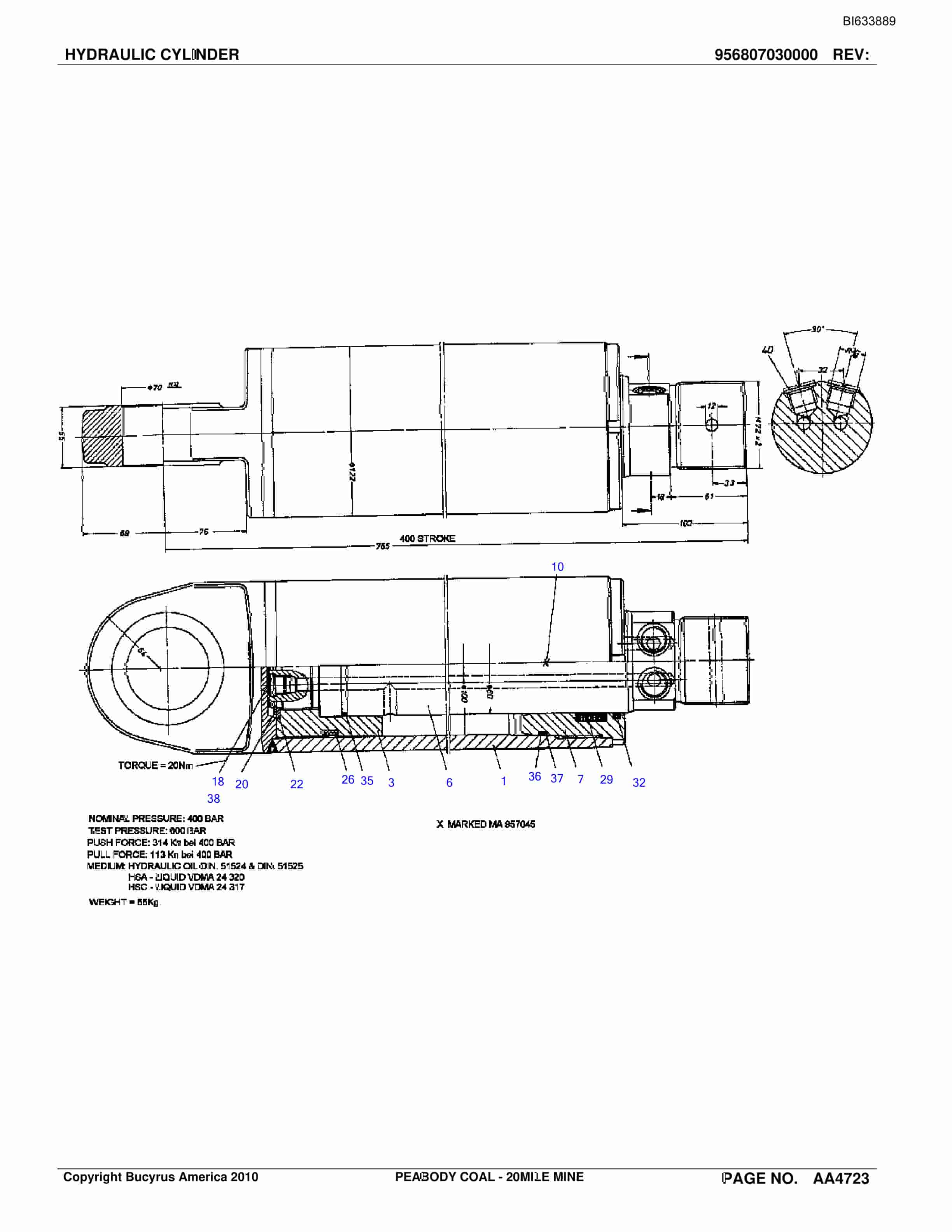 Bucyrus Twentymile Mine Parts Catalog BI633889-5
