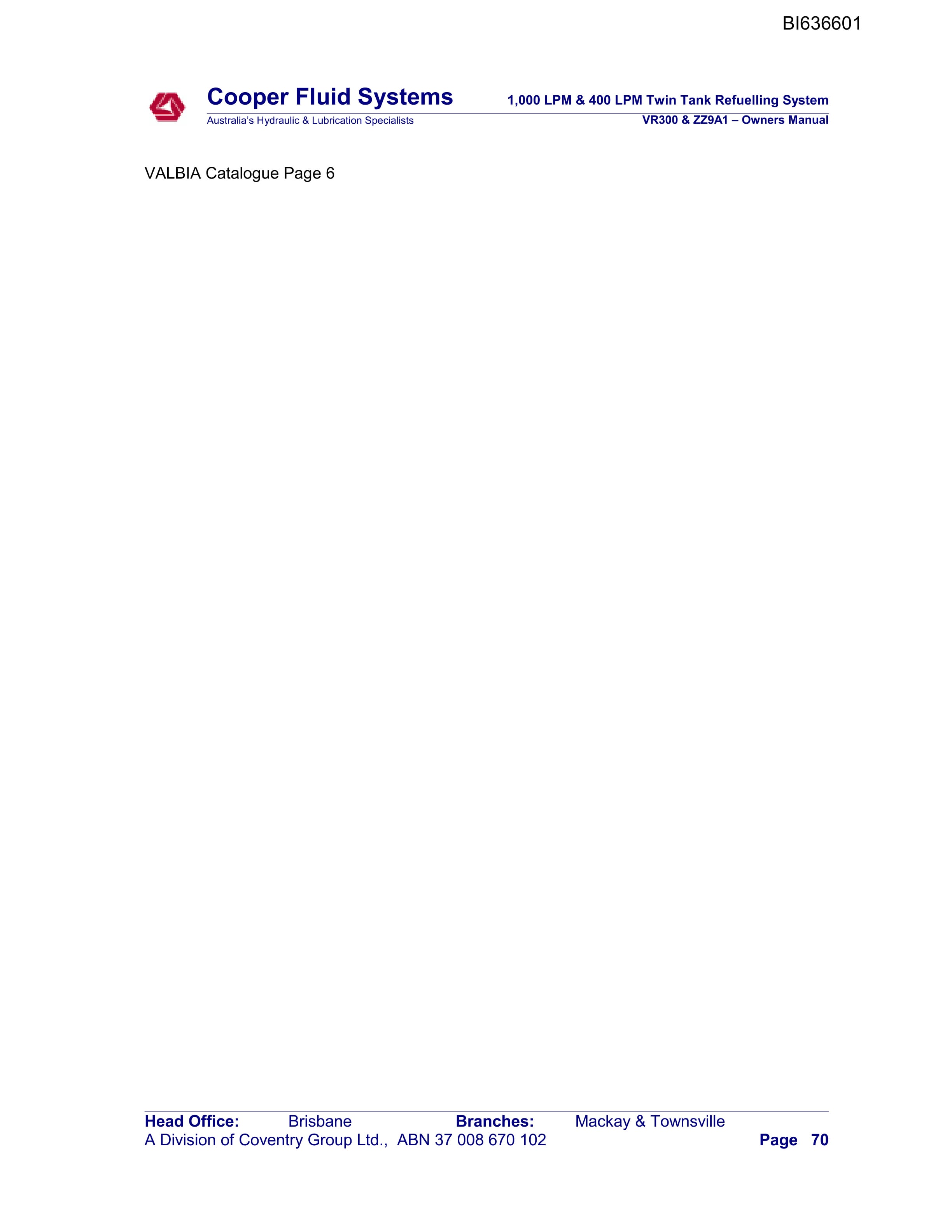 Bucyrus VR 300 Parts Catalog BI636601-4