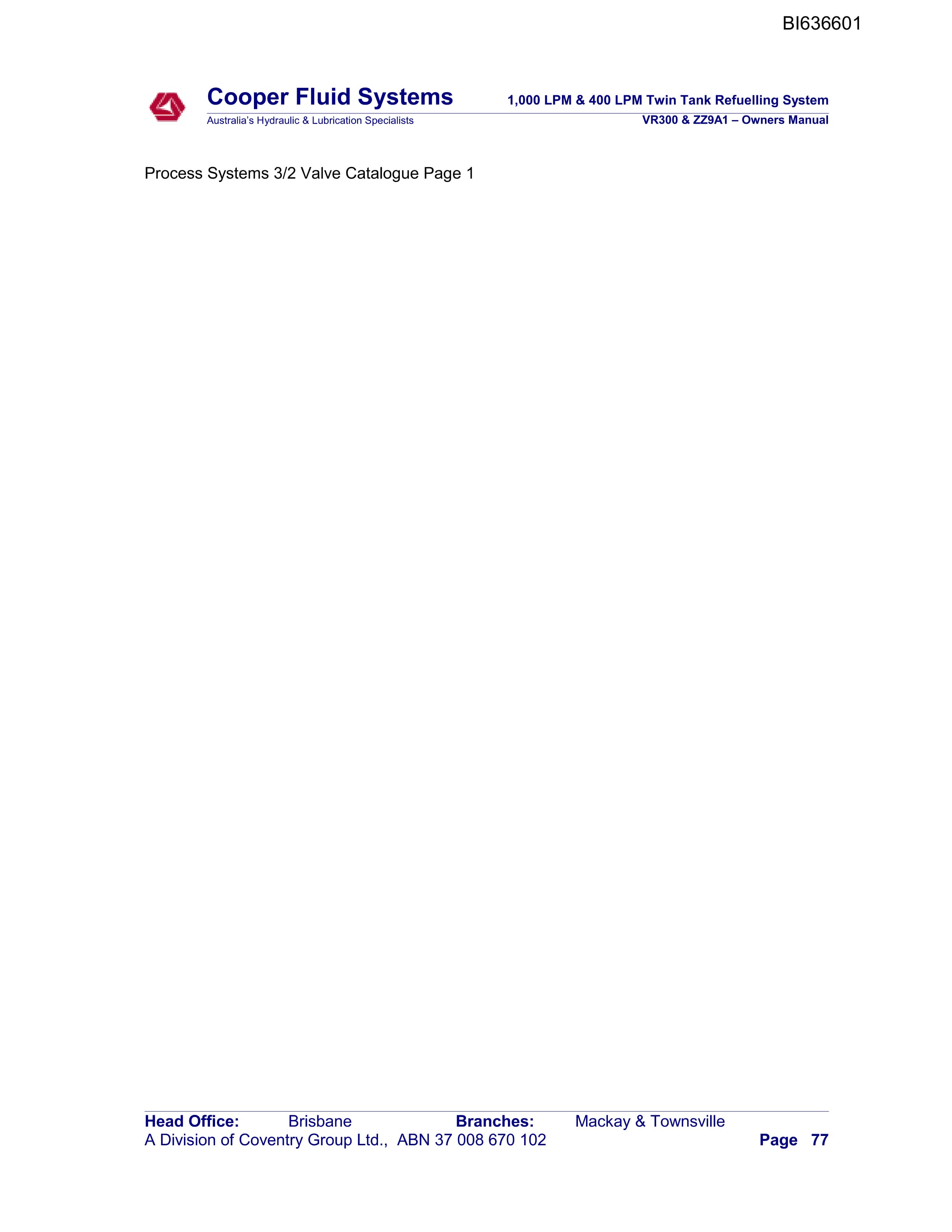 Bucyrus VR 300 Parts Catalog BI636601-5